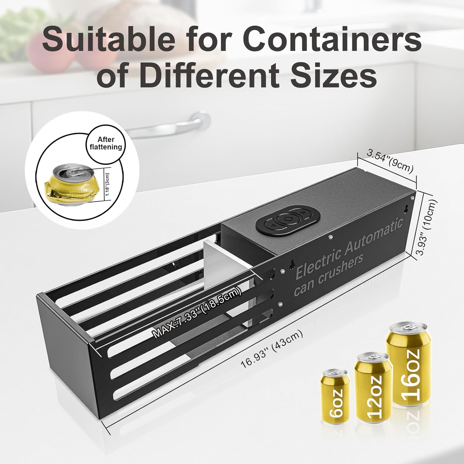 Electric Can Crusher, Automatic Can Crushers Wall Mounted for Recycling 8oz, 12oz & 16oz Cans, Fill 1 can at a Time, for Recycling Aluminum Seltzer, Cola, Beer Cans