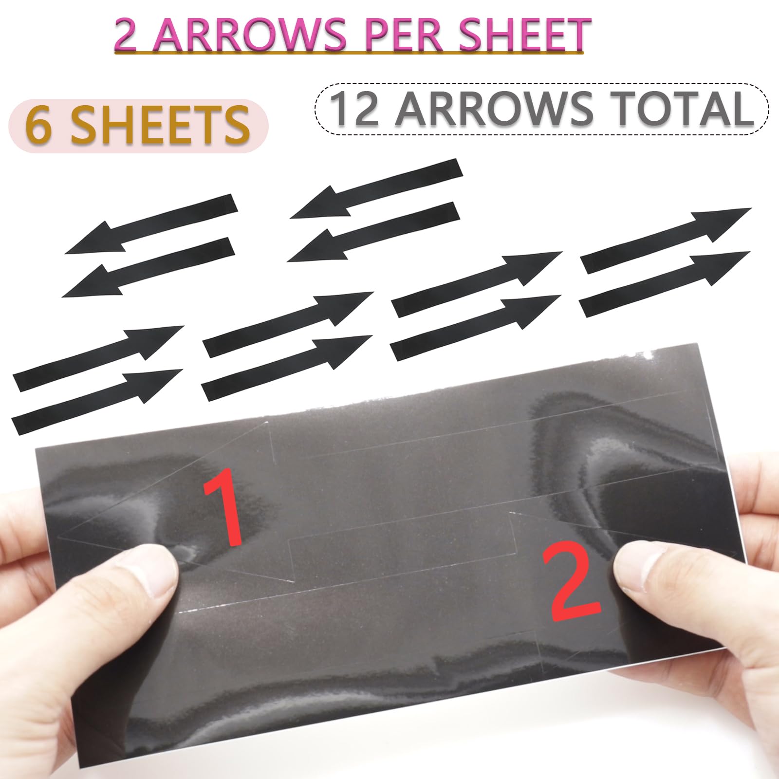 Snapklik.com : 8 X 2 Inch Black Arrow Sign Stickers, 12 Pack Waterproof ...