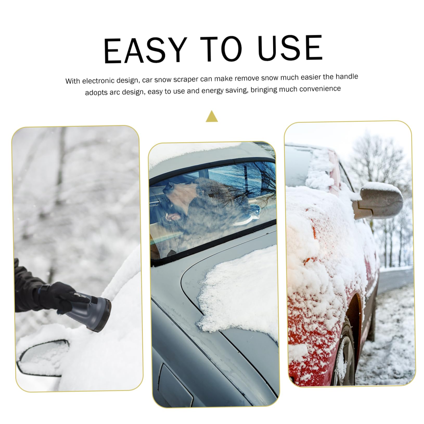 Raspador de Nieve para Coche Eléctrico de Abs Amarillo | 1 Juego Cable Usb, Diseño Compacto y Mango Curvo, Uso en Invierno para Quitar Hielo y Escarcha