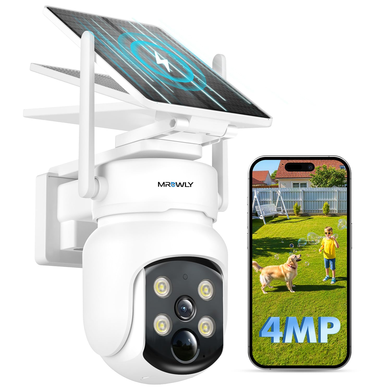 2 in 1 Outdoor WiFi Surveillance Camera, 4MP/2.5K Wireless Camera, 360° Coverage, Easy Installation, 2.4/5 GHz WiFi, Color Night Vision, PIR, SD/Cloud