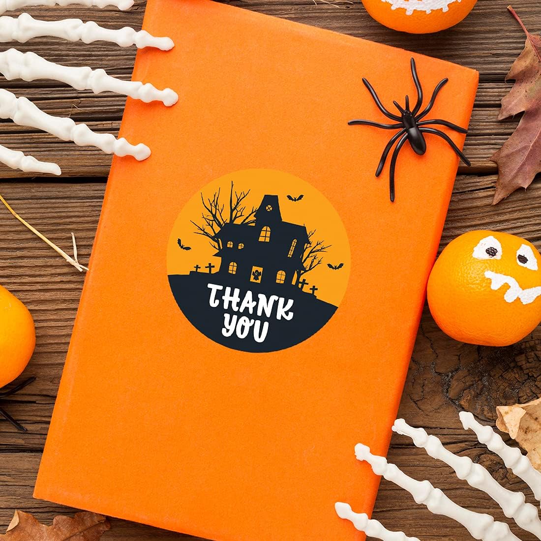 Andaz Press Halloween Thank You Stickers 2 Inch Round 40 Bulk Pack Haunted House Happy Halloween Stickers Labels for Kids Treat Bags Goodie Bags Toddler Treats Halloween Party Favors Envelopes