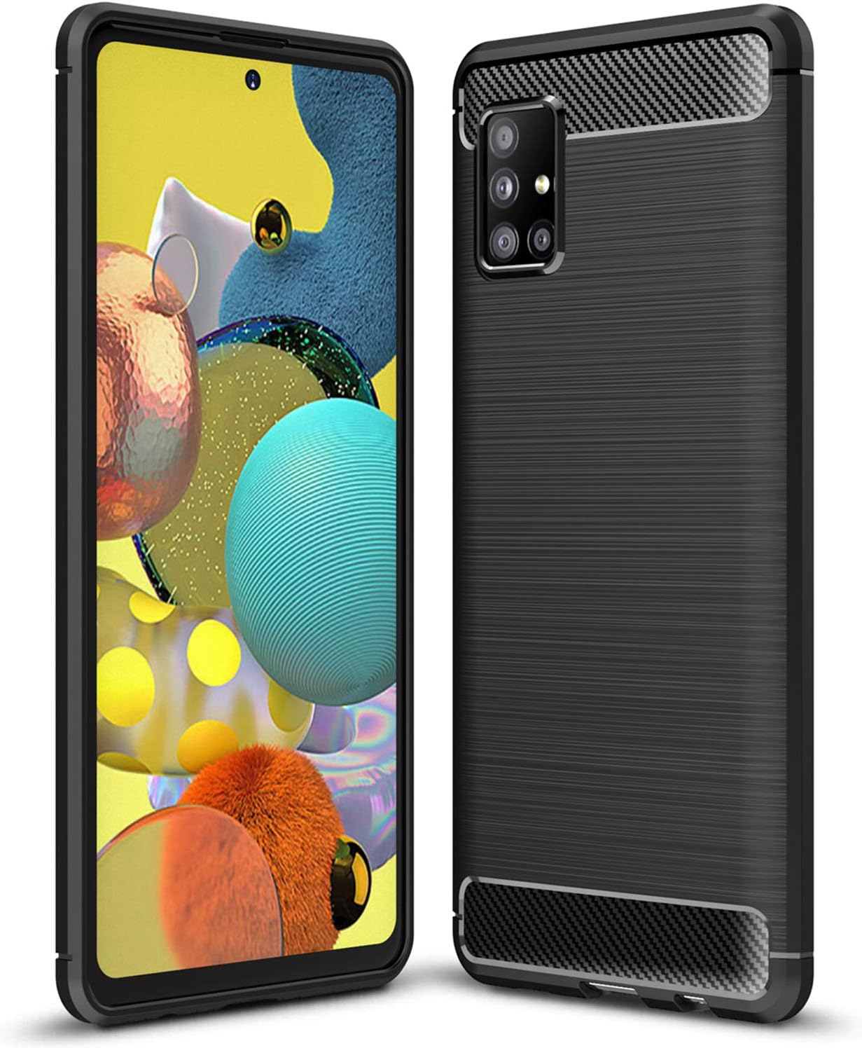 Hapitek for Galaxy A51 5G Case Cute Case for Girls Women Slim Soft Flexible TPU Marble Floral Pattern Protective Phone Case for Samsung Galaxy A51 5G 2020 (Black)