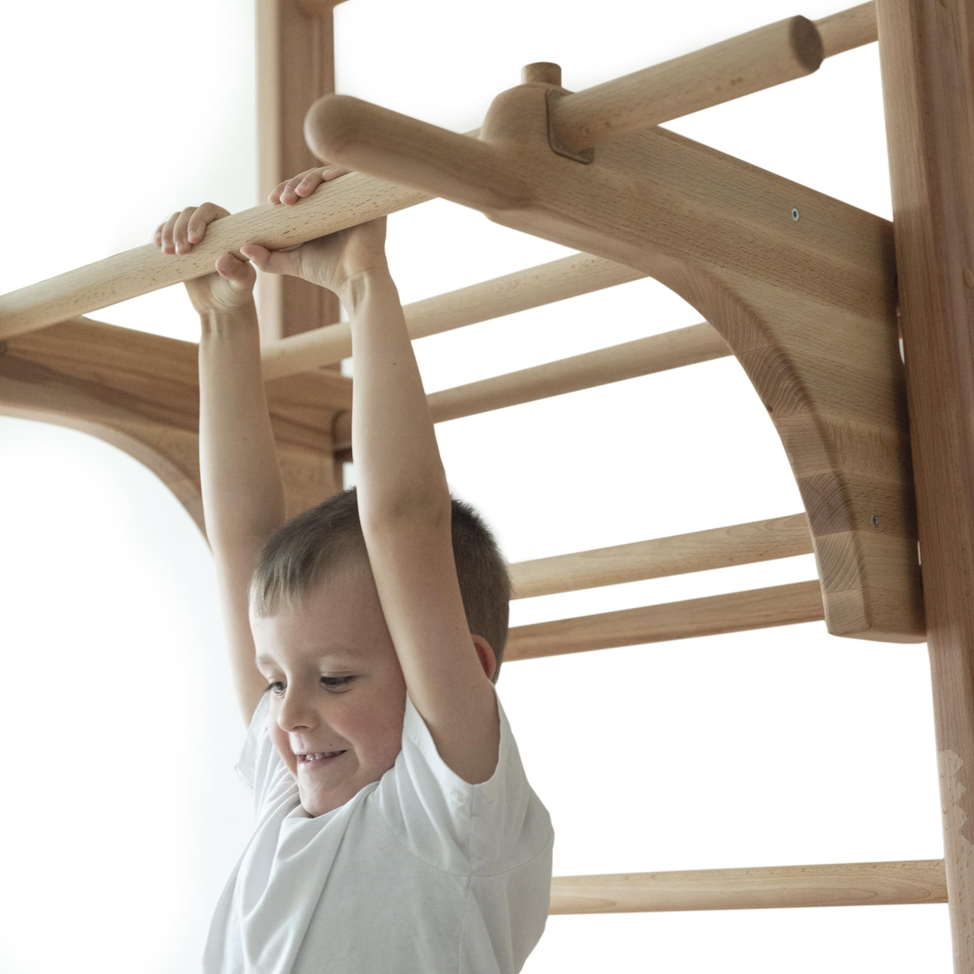 Générique Escalera sueca de madera maciza de haya Timbergood - Muro de gimnasia para niños y adultos, carga 400 kg, deportes en casa, equipo multifuncional de interior.