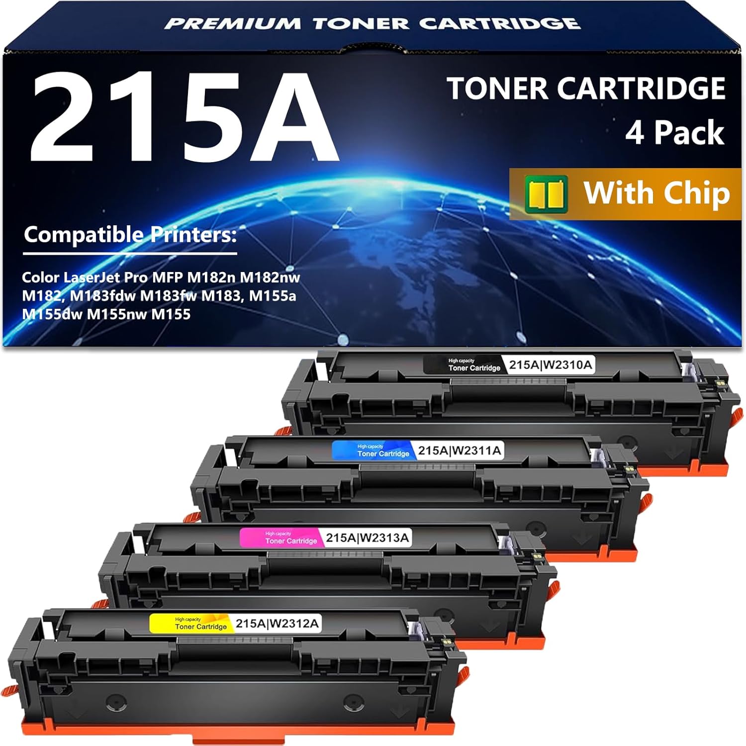 APRONE 215A Toner Cartridges Compatible for 215A Toner Works with Color Laseret Pro MFP M182nw M183fw M183fdw M155dw M155nw Series Printer (Black/Cyan/Yellow/Magenta, 4 Pack)
