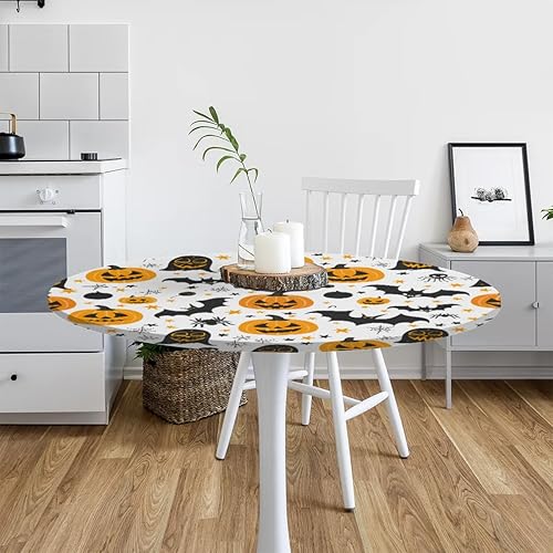 Vista 62 de Pardick Mantel redondo ajustable con diseño de flores de arte en acuarela con mantel elástico, mantel elástico redondo, impermeable, lavable, se