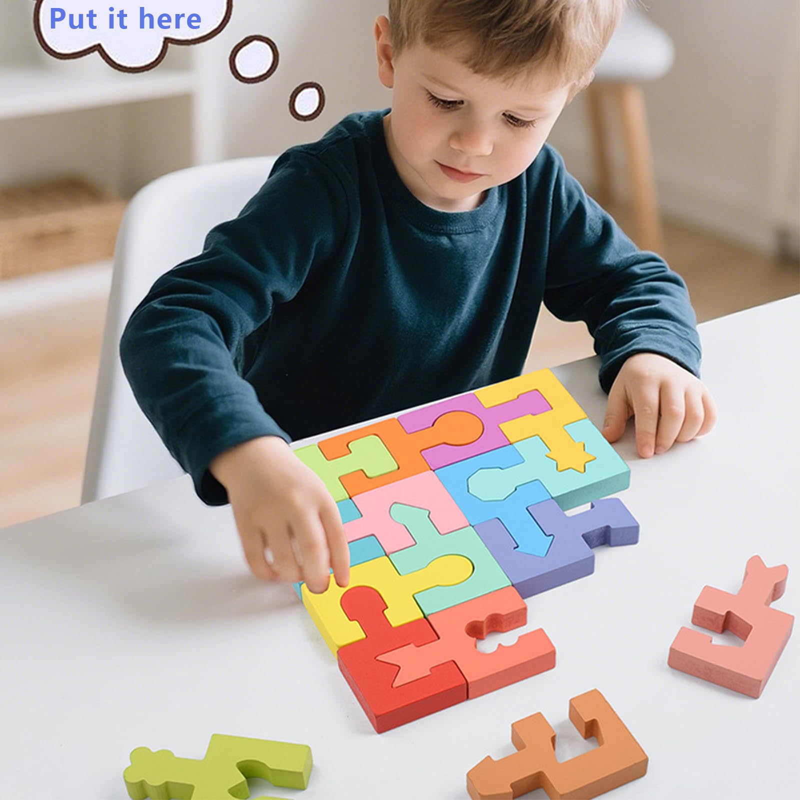 Guopai Shape Sorting Puzzle for Toddlers Montessori Educational Toy for Early Learning Cognitive Development - Image 2