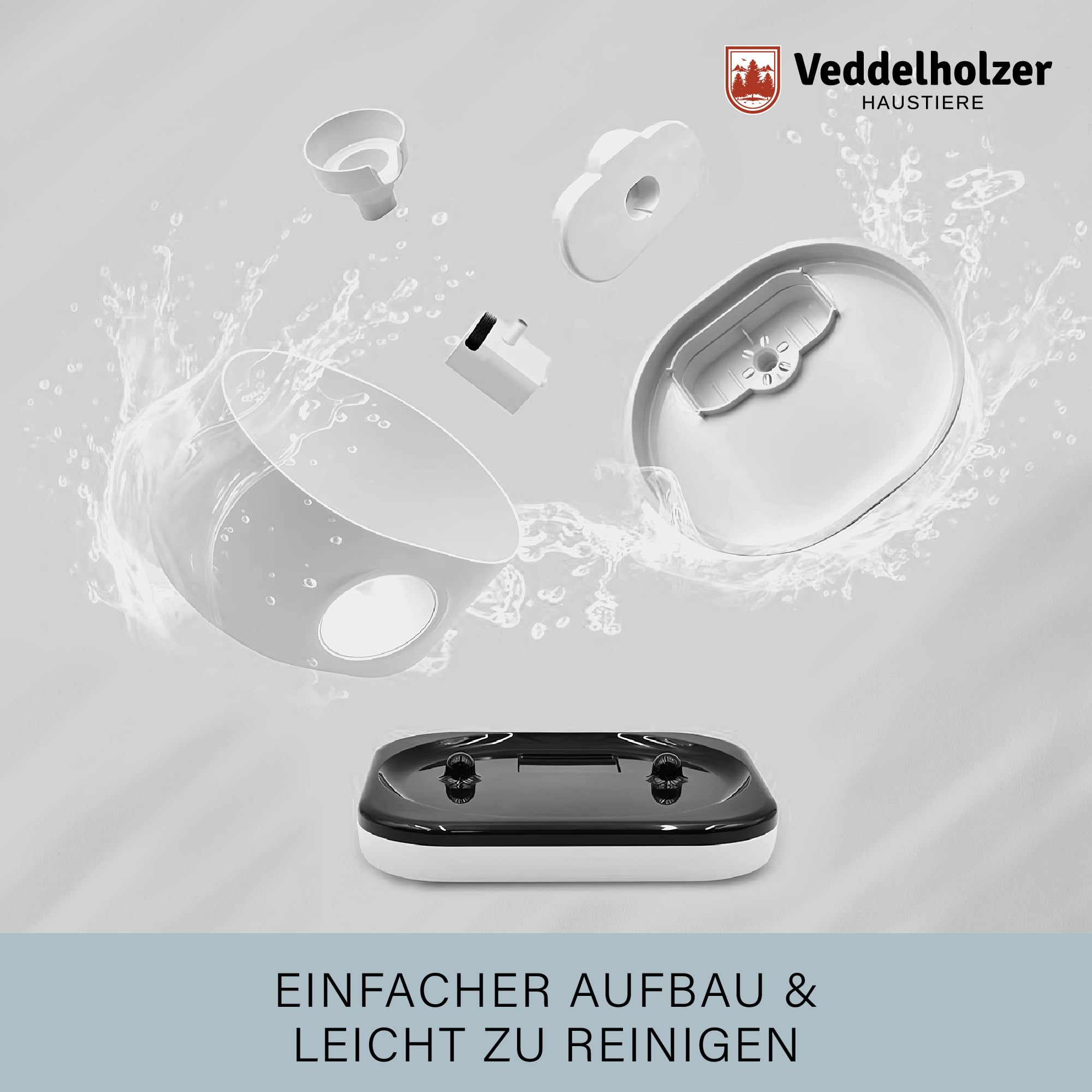 Veddelholzer Fuente inalámbrica para gatos de 2,8 litros, con detector de movimiento y 4 filtros, batería extremadamente silenciosa de 5200 mAh, incluye cable USB-C y enchufe, fuente para gatos y
