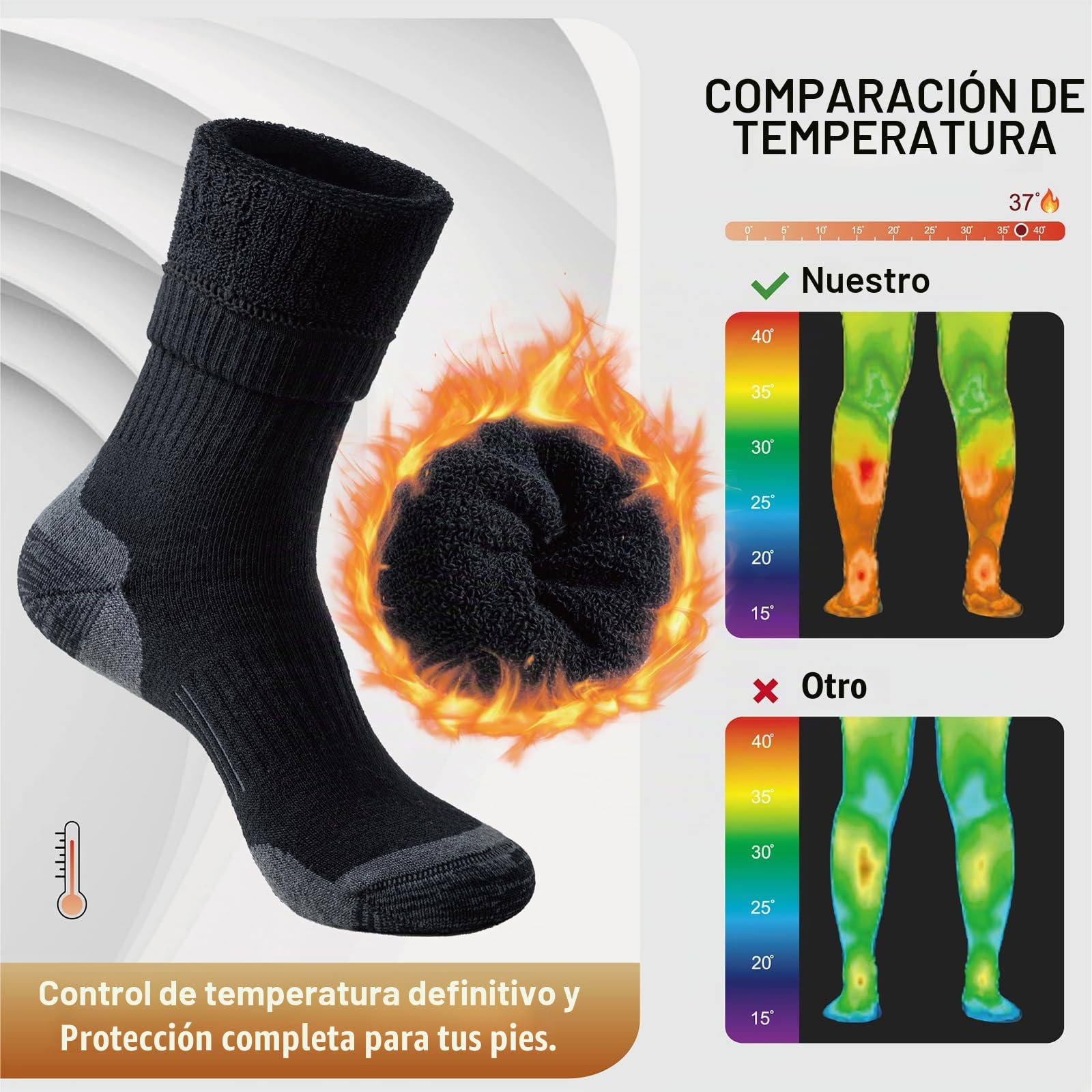 Niorasen Calcetines Lana de Merino Hombre Mujer，Calcetines Antiampollas Senderismo, Calcetines Termicos de Invierno para Trekking, Ciclismo, Trail Running, Camping, 3 Pares