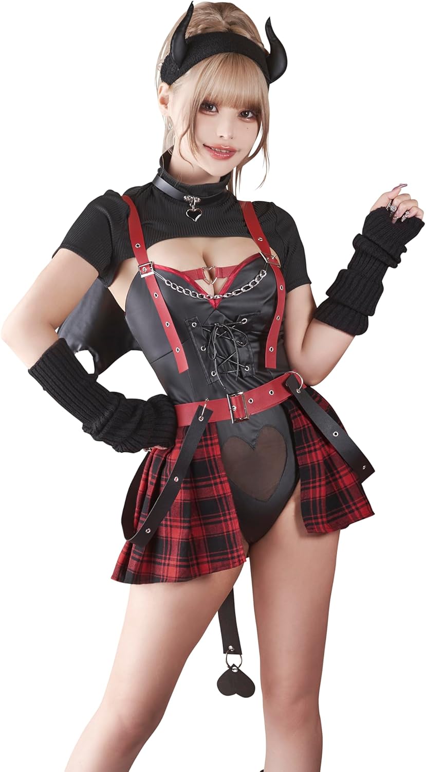 クリアストーン(Clearstone) チロルちゃん監修 コスプレ ハロウィン ボンデージチェックサキュバス レディース ブラック サキュバス クリアストーン(Clearstone) チロルちゃん監修 コスプレ ハロウィン ボンデージチェックサキ...