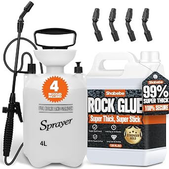 Rock Glue, 99% Super Thick & Max Coverage 1 Gallon Mulch Hold with Sprayer for Landscaping, Covers Up to 3X Area, Pea Gravel Stabilizer Landscape, Gravel Binder for Pebble, Pine Straw, Gravel