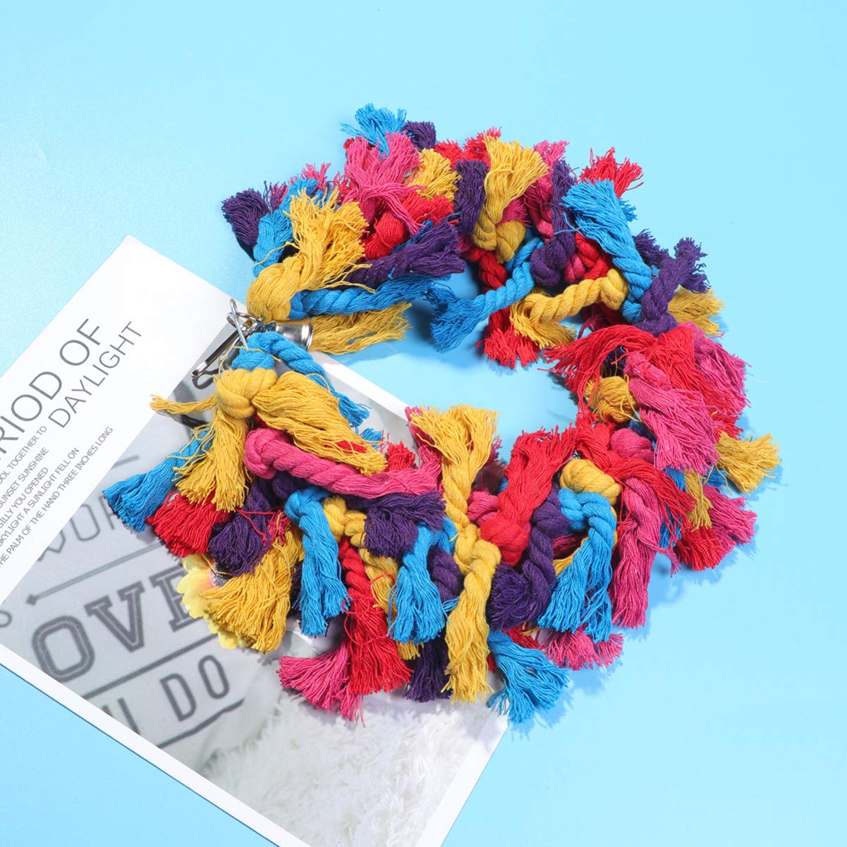 Happyyami Kreatives Vogelspielzeug Aus Baumwollseil Mit Integrierter Glocke Schwingendes -Spielzeug Für Papageien Nymphensittiche Und Andere Kleine Vögel Farben Zufällig