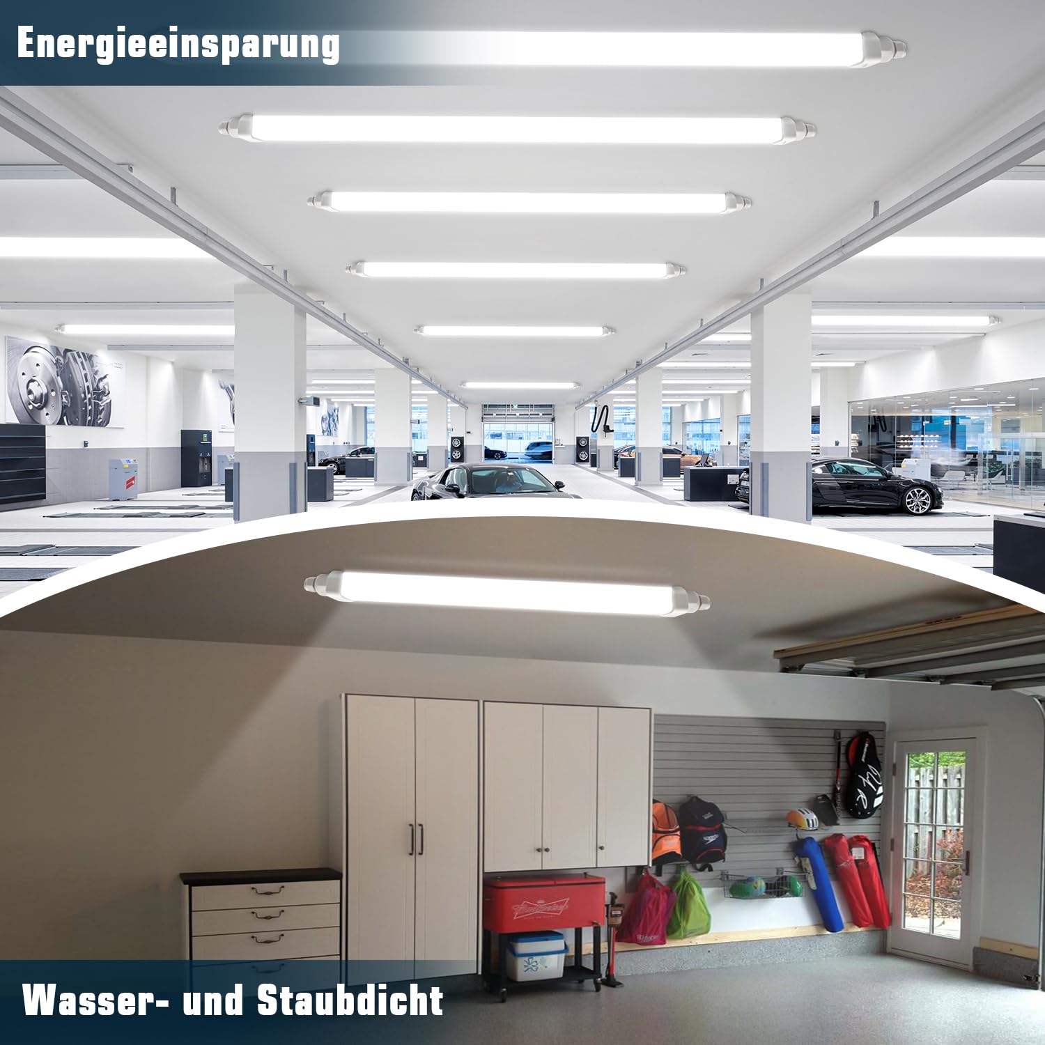 buling Neon LED 60CM 18W 1800LM 4000K Blanc Neutre Lampe Garage, IP65 Imperméable Reglette LED Tube pour Exterieur Intérieur Atelier,Cave,Bureau,Grand Magasin,Couloir