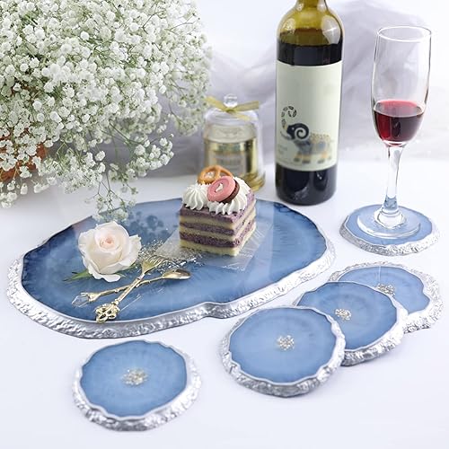 Miniatura 5 de Moldes de resina para posavasos de silicona, geoda de ágata para alfombrillas de resina epoxi, decoración del hogar (4)