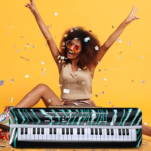 Miniatura 5 de Leyndo 2 piezas de teclado inflable, piano, estrella de rock, juguetes inflables para fiestas, teclado eléctrico inflable, piano rock and roll,