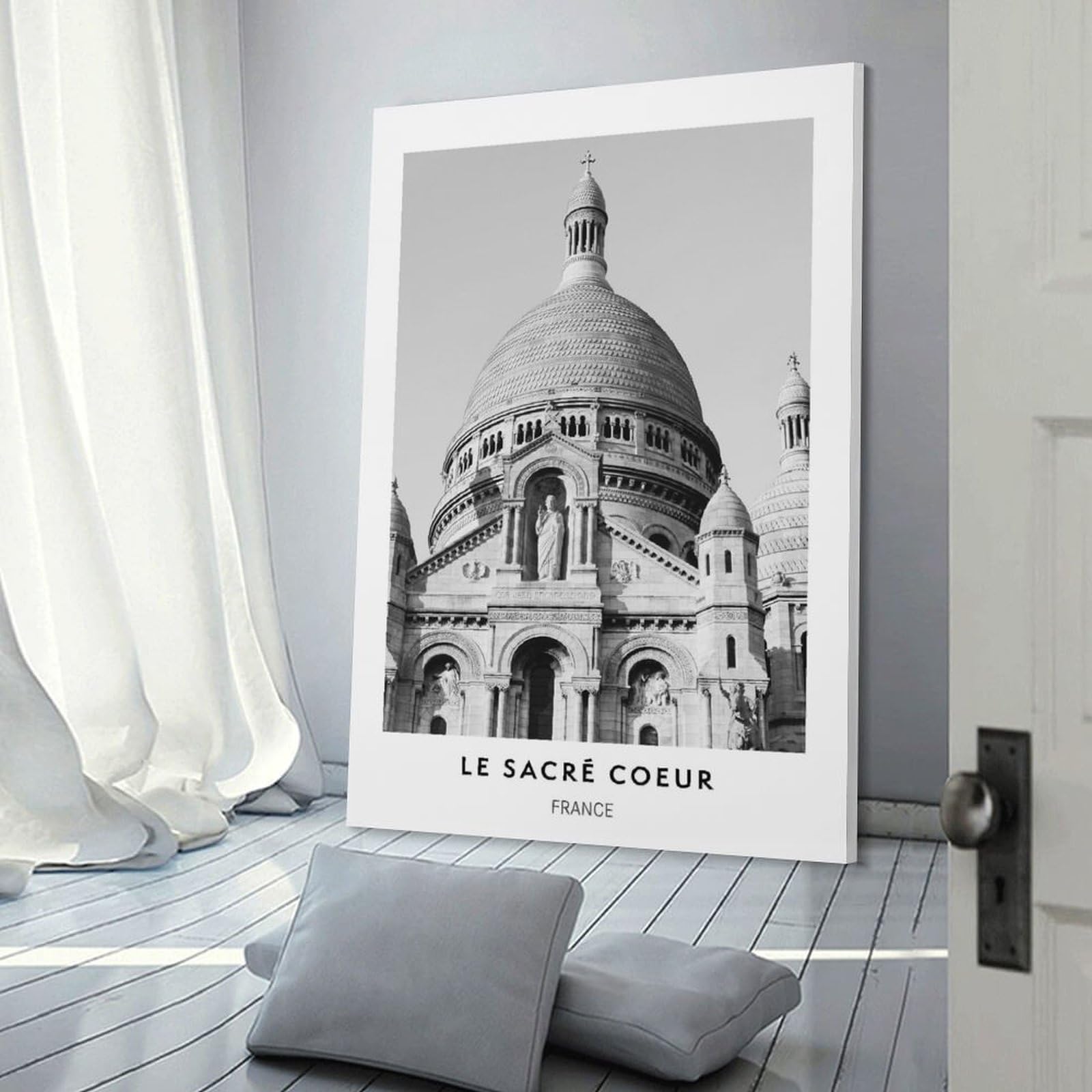 Junmoney Canvas Art Print Sacré-Cœur Basilica, Paris, 20x30inch(50x75cm), for Office, Study Or Home Workspace, Home Office Artwork with Decorative Appeal
