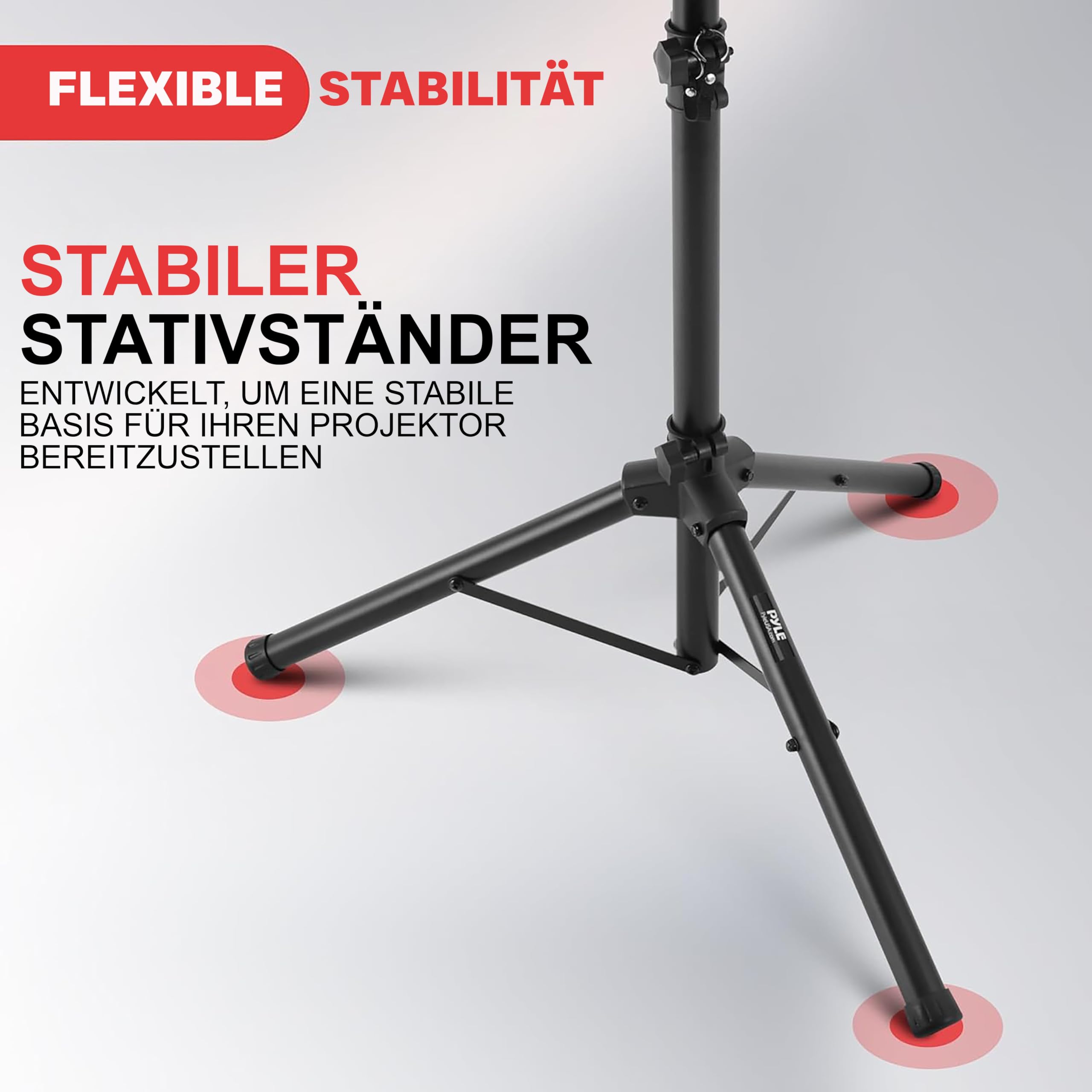 Pyle Laptop Ständer höhenverstellbar – Laptopständer & Projektorständer für Bühne, Büro & Studio, klappbar, robust, 85–125 cm Höhe, für Notebook, Beamer, DJ & Präsentationen