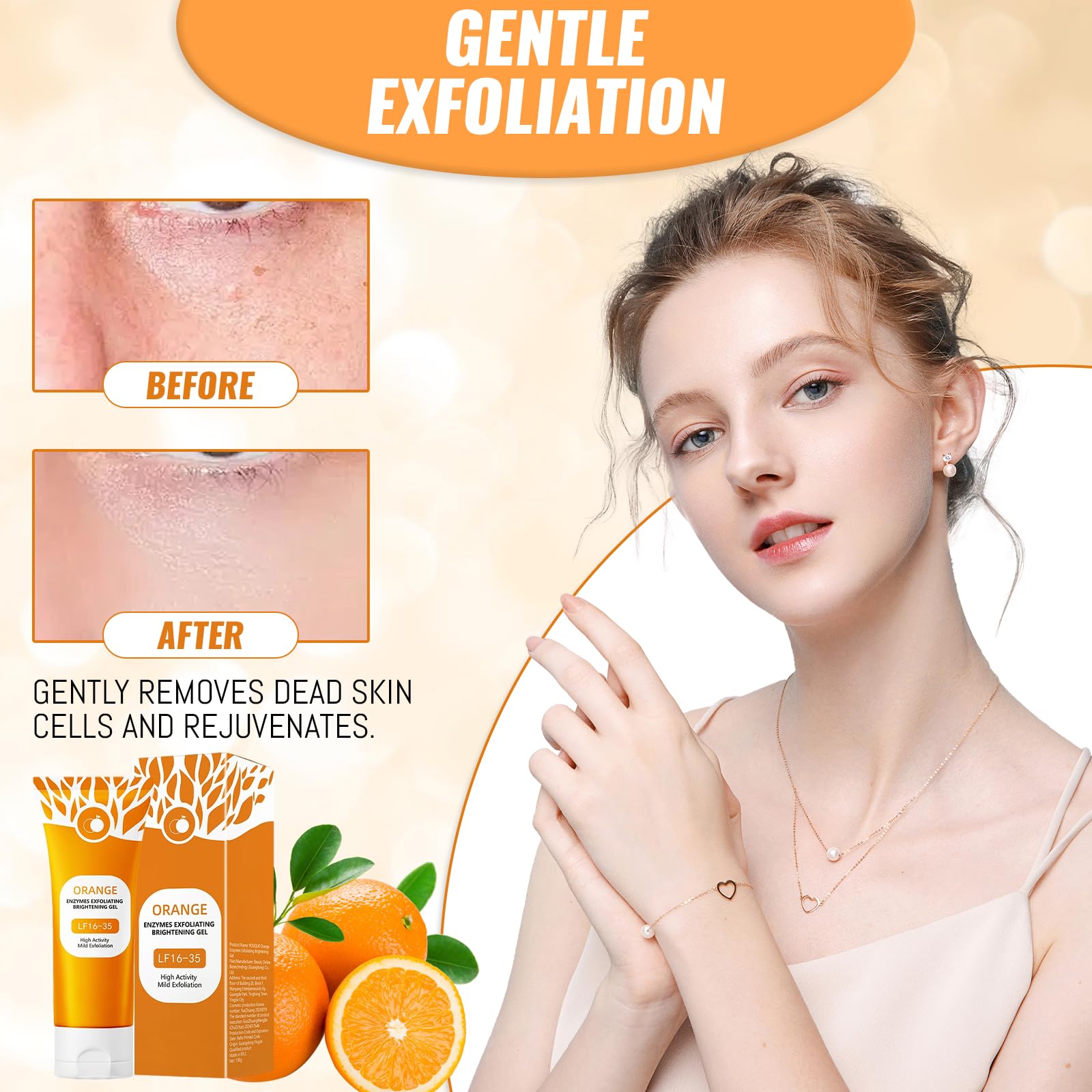 Bettinay 2PCS Orange Exfoliating Gel, Peeling Gel for Face and Body, 60 ml (Pack of 2) - Image 4