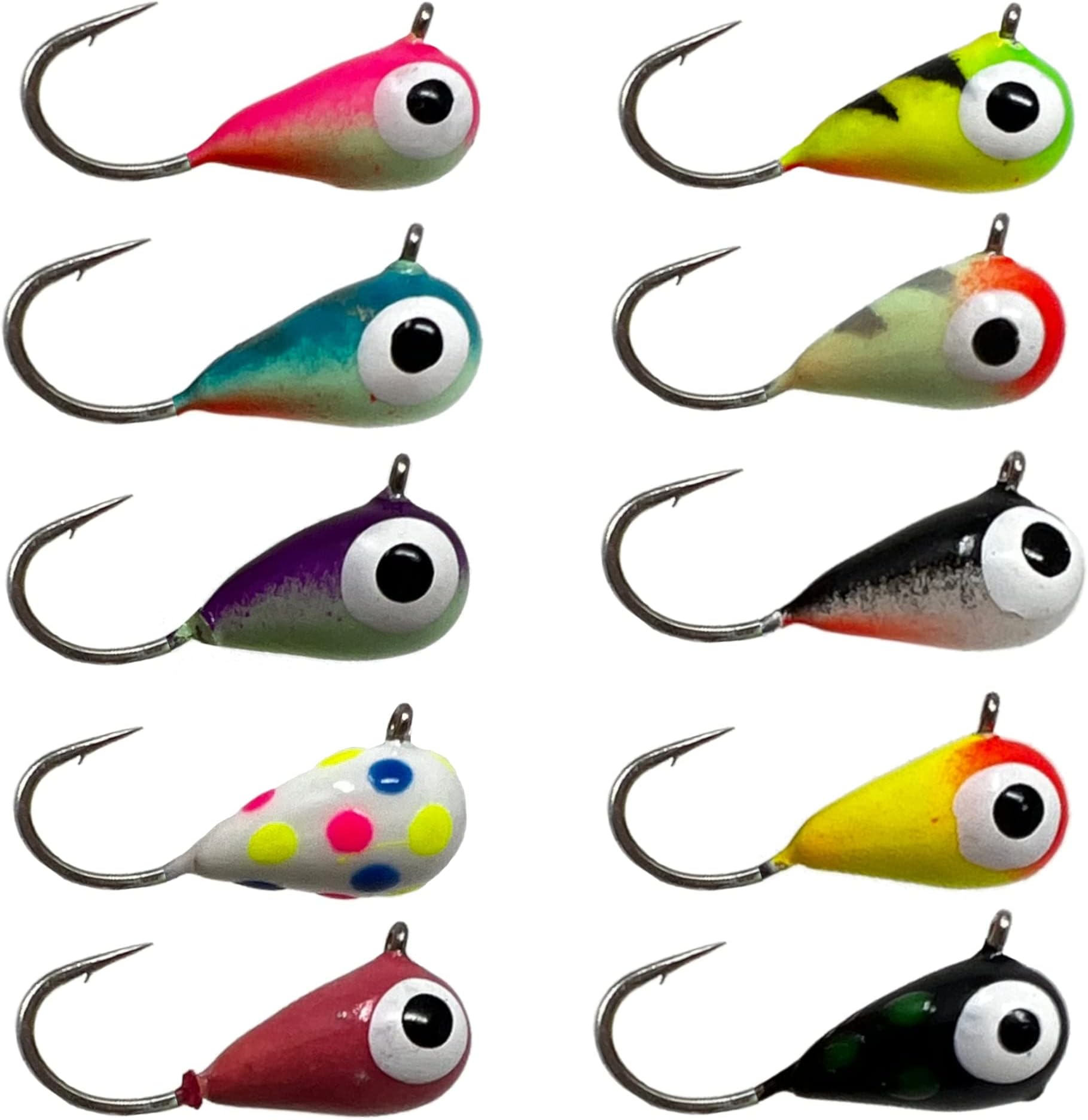 Reaction TackleTungsten Ice Fishing Jigs - Super Sensitive Tear Drop Ice Jig for Catching Panfish, Crappie, Walleye, Perch, Trout and Bluegill Ice Fishing Lures Glow with UV Light
