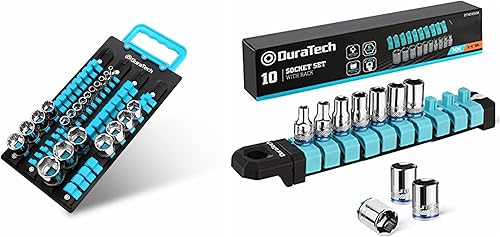 DURATECH Juego de llaves de vaso de 14" con organizador de enchufes DURATECH