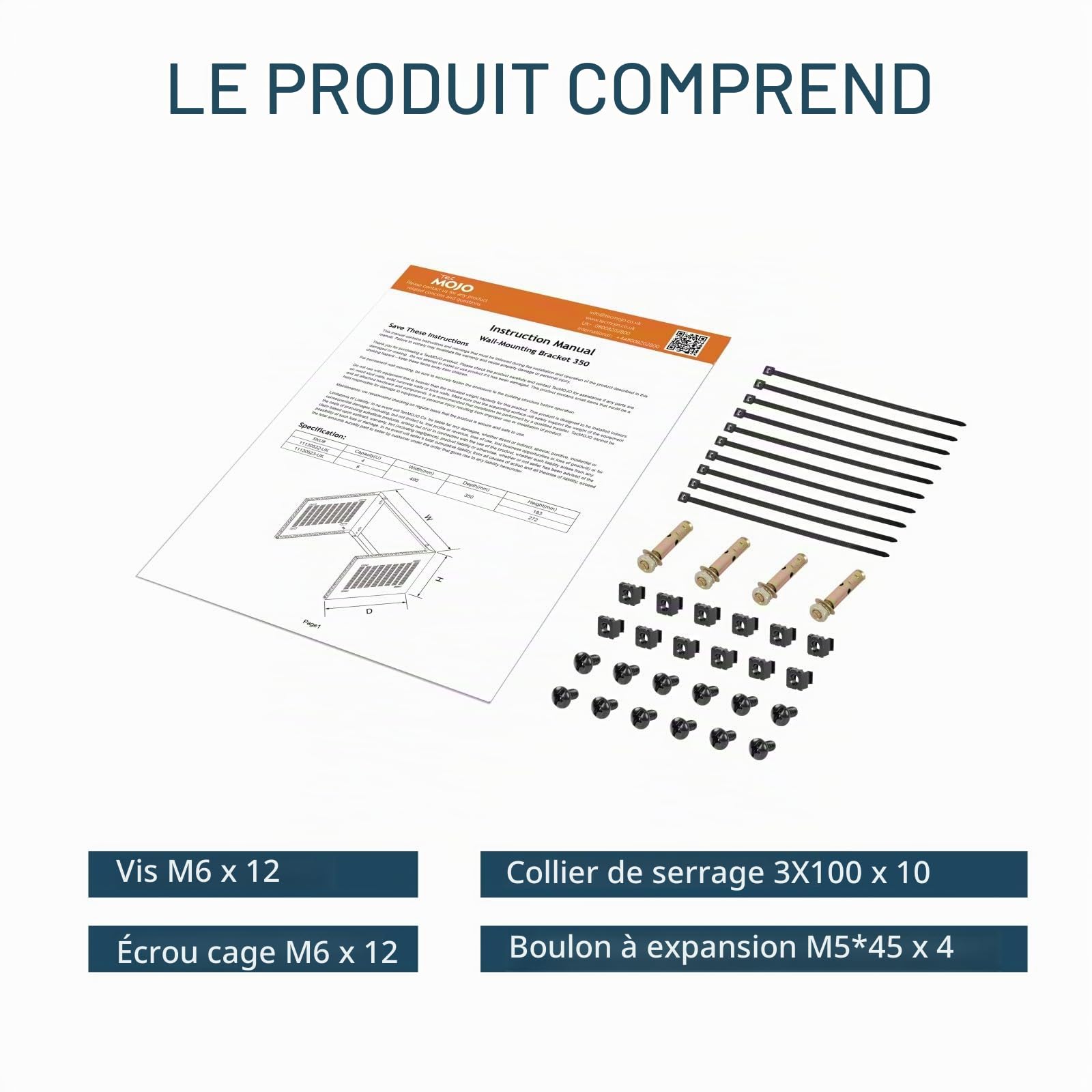 Tecmojo 19 Pouces 6U Armoire Réseau Murale, Profondeur 350mm, Support pour Panneau de Brassage, pour Équipements Informatiques Plats 19", Capacité de Charge 50kg, Noir