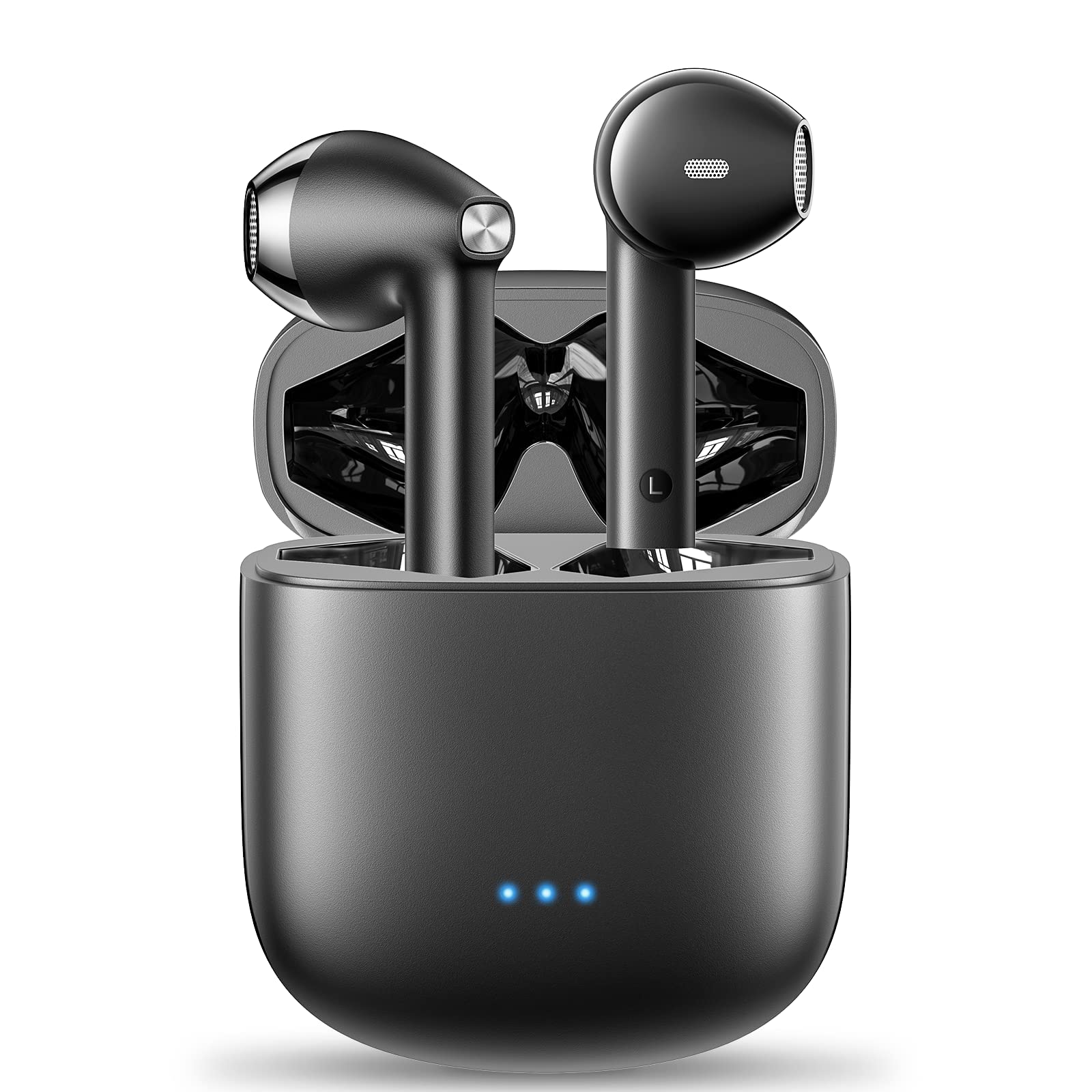 Ecouteurs Bluetooth sans Fil, Oreillette Bluetooth 5.4 avec 4 ENC Réduction Antibruit Casque HiFi Stéréo Basses 42H Durée Écouteurs sans Fil IPX6 Étanche Sport pour iOS Android, Noir Pur