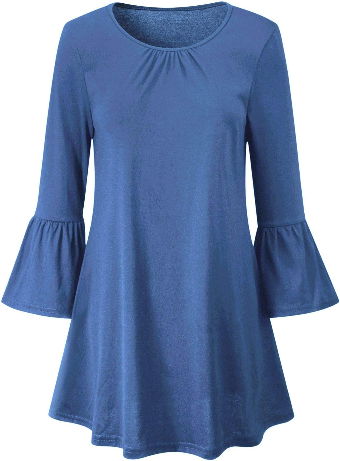 Sufiya Womens Scoop Neck Tunic tops Casual 3/4 Bell Sleeve T-Shirt