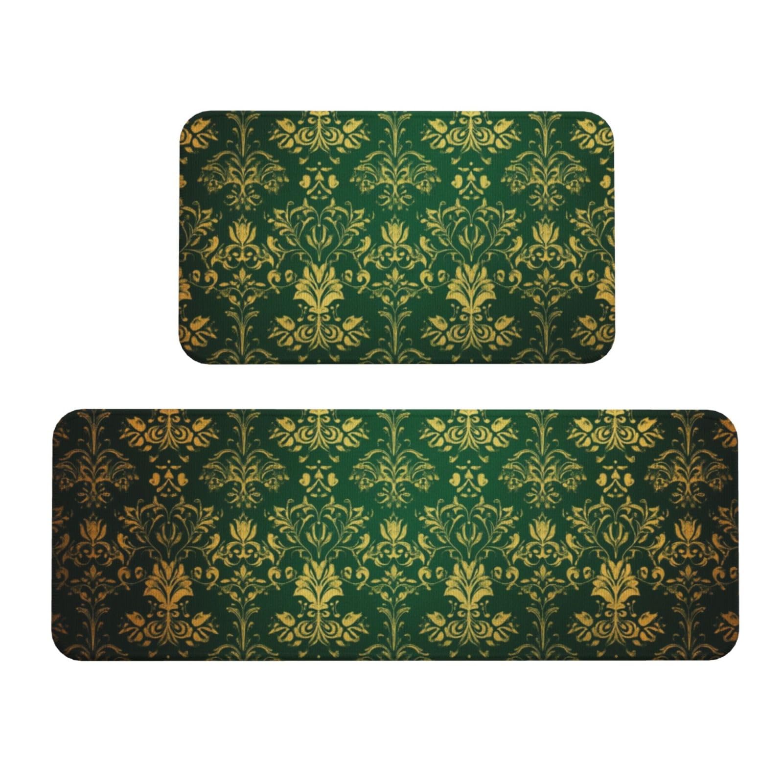 Tapetes de cocina acolchados y antideslizantes con diseño floral amarillo