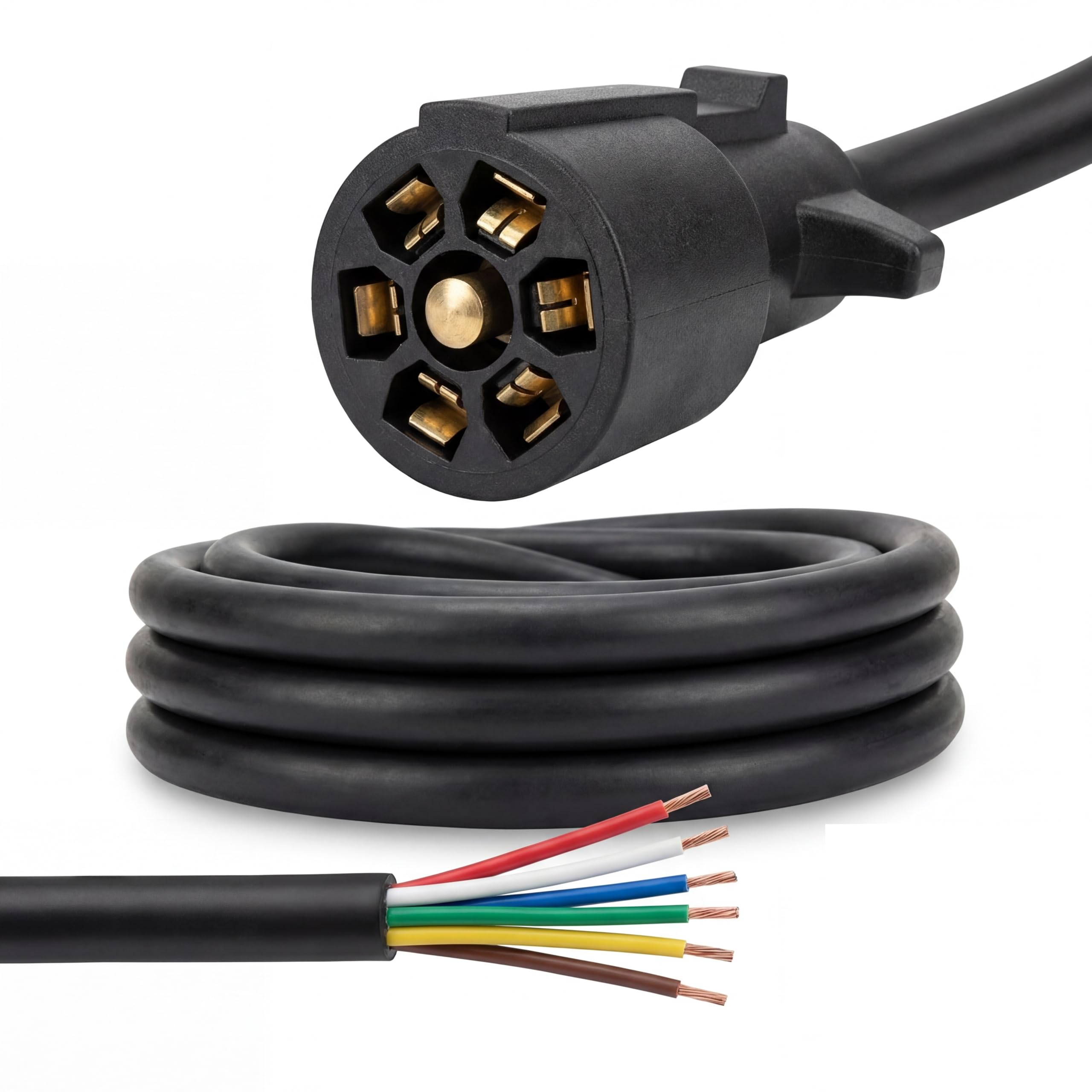 NAT 1,2 m ROJ, 7-drożny kabel do przyczepy, kodowany kolorami 600 V #10/2+#12/1+#14/4 (-40°C ~ 105°C) do przyczepy podróżnej, kampera, piątego koła