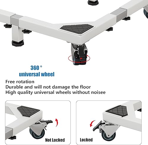 Miniatura 5 de Base móvil de acero resistente para muebles de alta resistencia, soporte ajustable para nevera, soporte para lavadora, soporte para muebles para