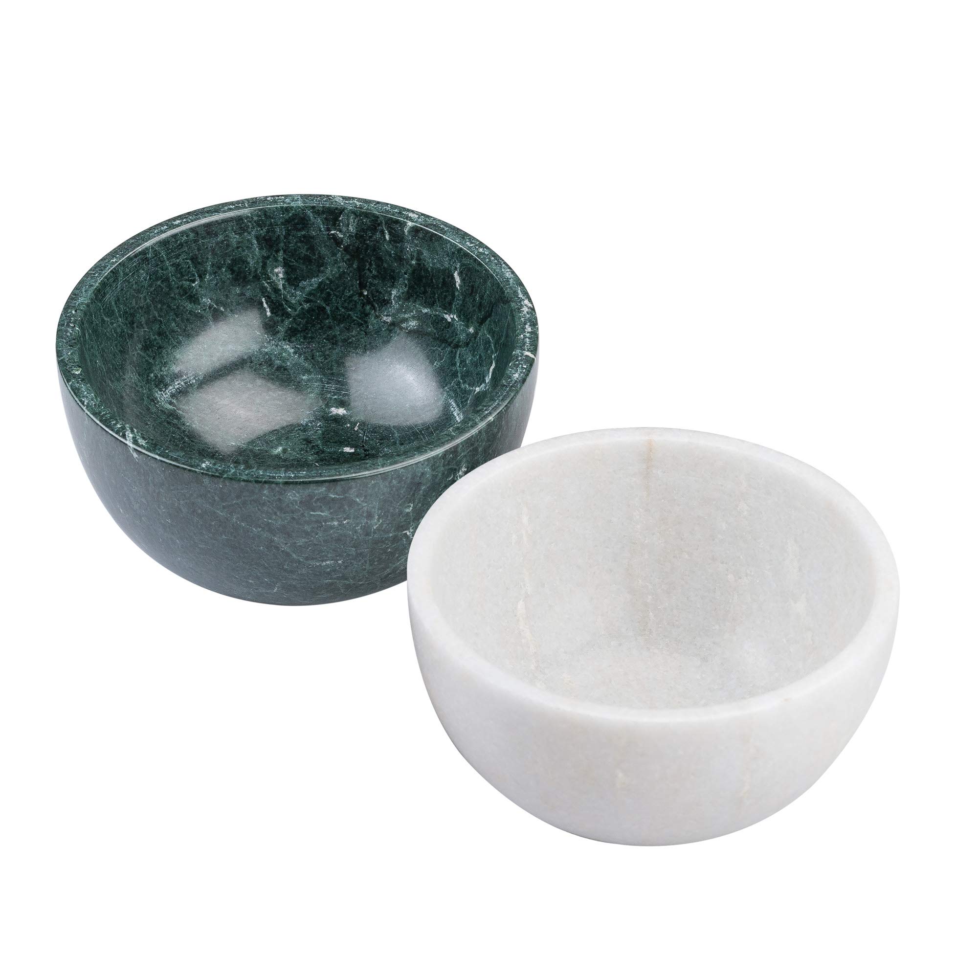 NikkisPride Marble Handmade Household Multi-utility Decorative Serving Bowl (Medium Size 4-inch, White and Green) - Set of 2