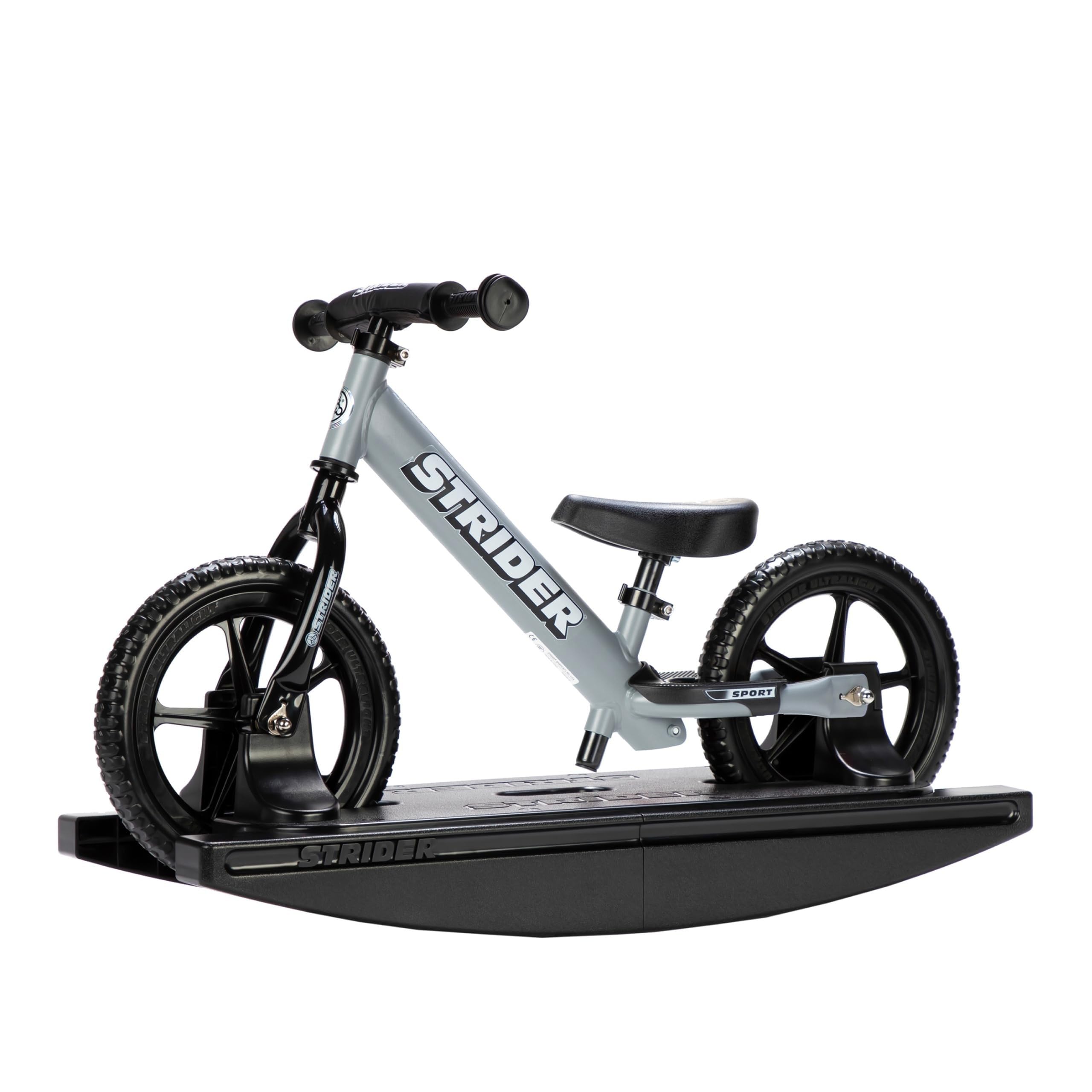Strider 12” Sport Bike (Matte Gray) + Rocking Base - Helps Teach