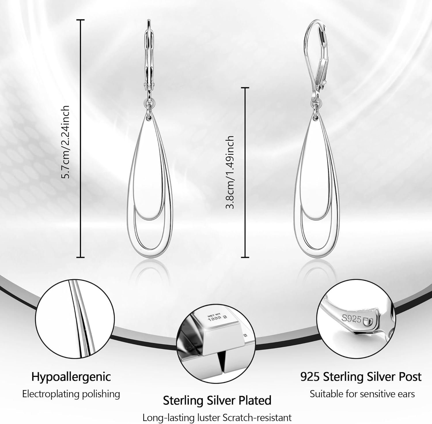 ALEXCRAFT 925 Sterling Silver Dangle Earrings for Women, Trendy 14K Gold Plated Drop Dangle Earrings Jewelry Hypoallergenic Teardrop Leverback Dangling Earring - Image 6