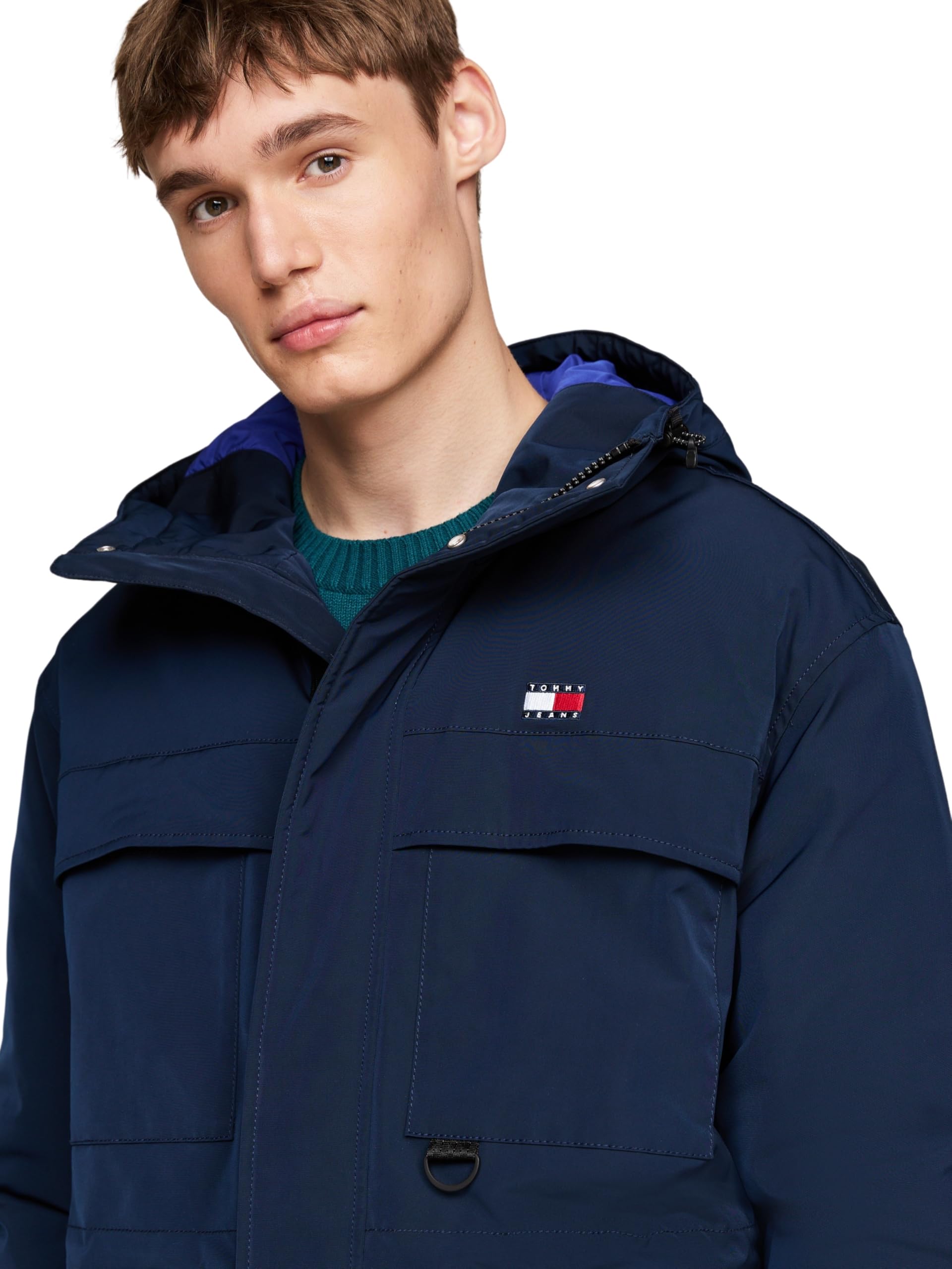 Tommy Jeans Męskie płaszcze TJM TECH CANVAS PARKA DM0DM20005 Inne płaszcze, niebieski (Dark Night Navy), XL, Niebieski (Dark Night Navy), XL