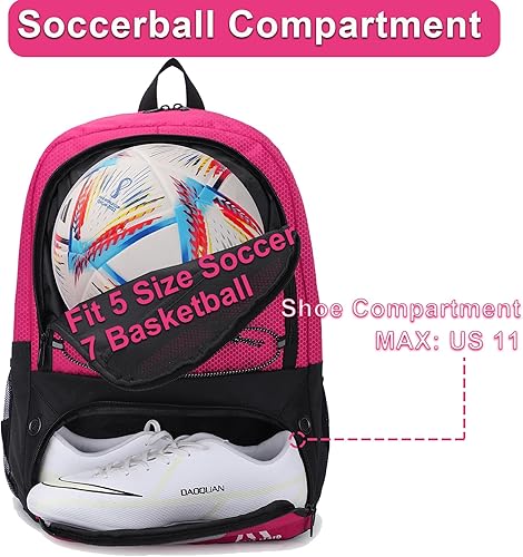 Miniatura 3 de Bolsa de fútbol - Mochila y mochila para fútbol, voleibol y baloncesto, con compartimento para pelotas y paquete de entrenamiento