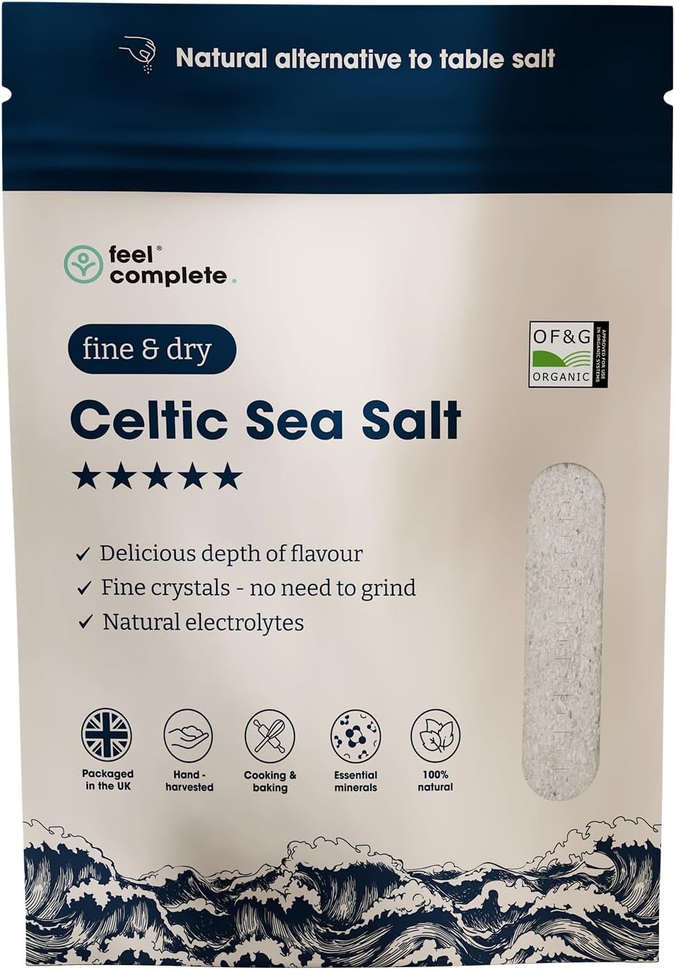 400g Fine & Dry Celtic Sea Salt | No Need To Grind | Organic Approved | Essential Minerals & Electrolytes | Natural Alternative To Table Salt | Lab Tested