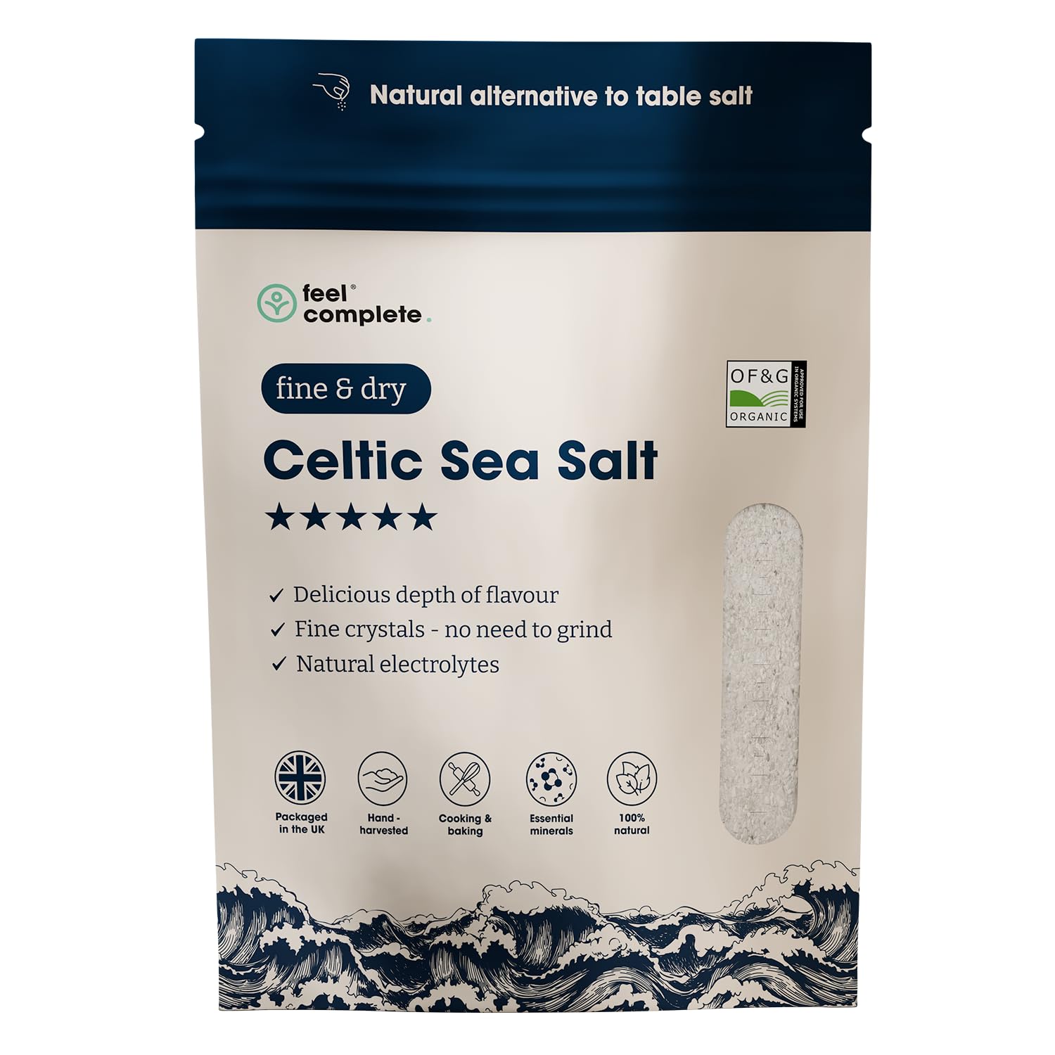 400g Fine & Dry Celtic Sea Salt | No Need To Grind | Organic Approved | Essential Minerals & Electrolytes | Natural Alternative To Table Salt | Lab Tested