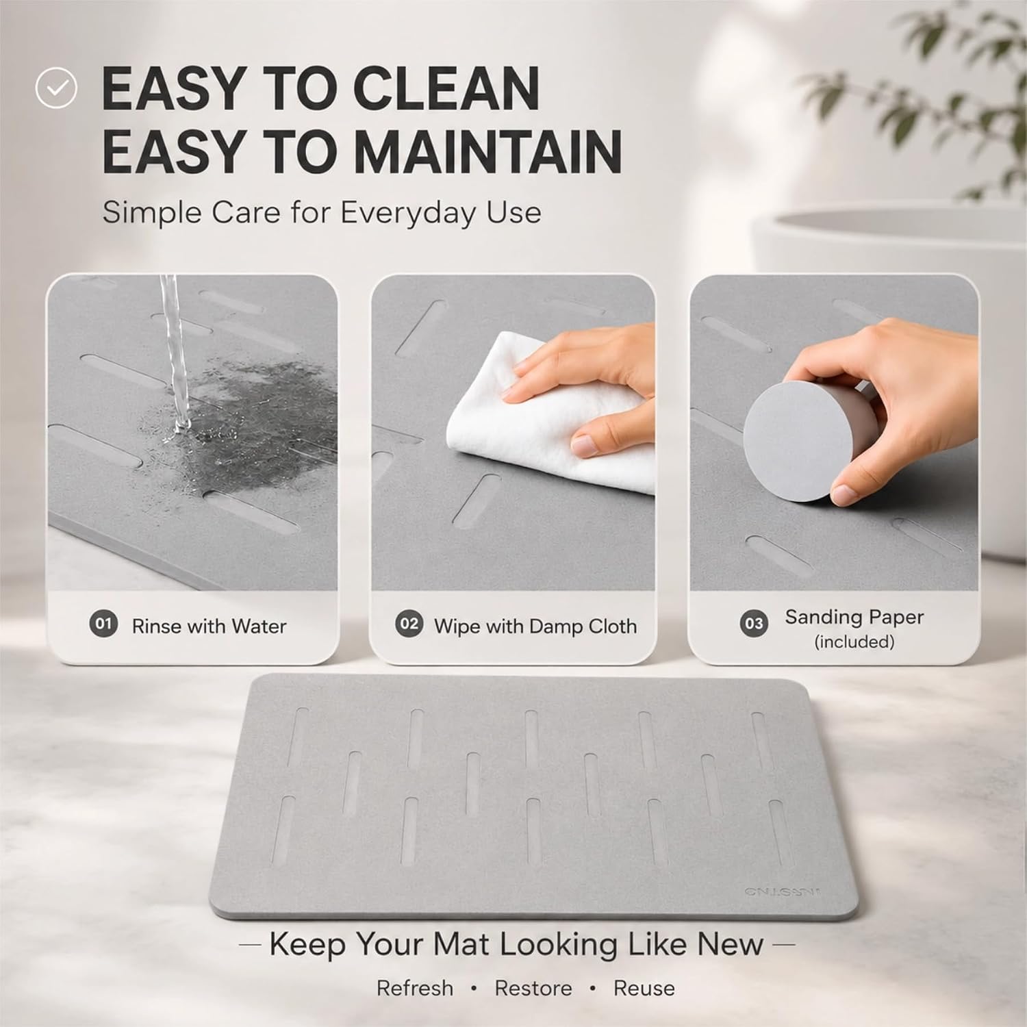 Premium Stone Bath Mat 2 Pack, Quick Dry Diatomaceous Earth Bath Mat for Bathroom, Super Absorbent, Non-Slip & Easy to Clean, Large 31.5" x 20"