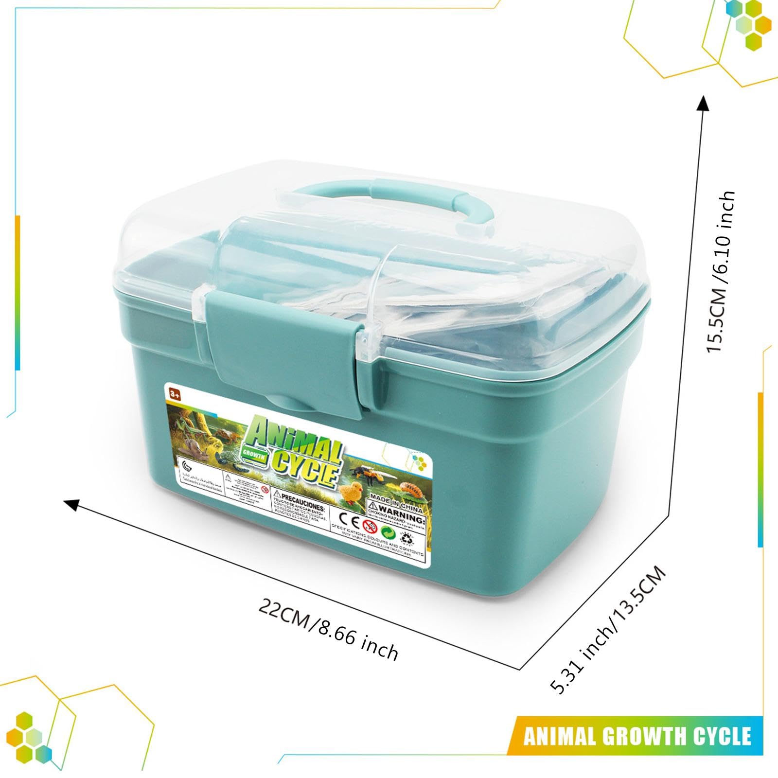 Tier Lebenszyklus Figurenset mit Tiermodell Pflanzenfiguren Biologie Lernspielzeug Und Entwicklungsspiel für Vorschule Präsentationen Gebur, Blaue Box