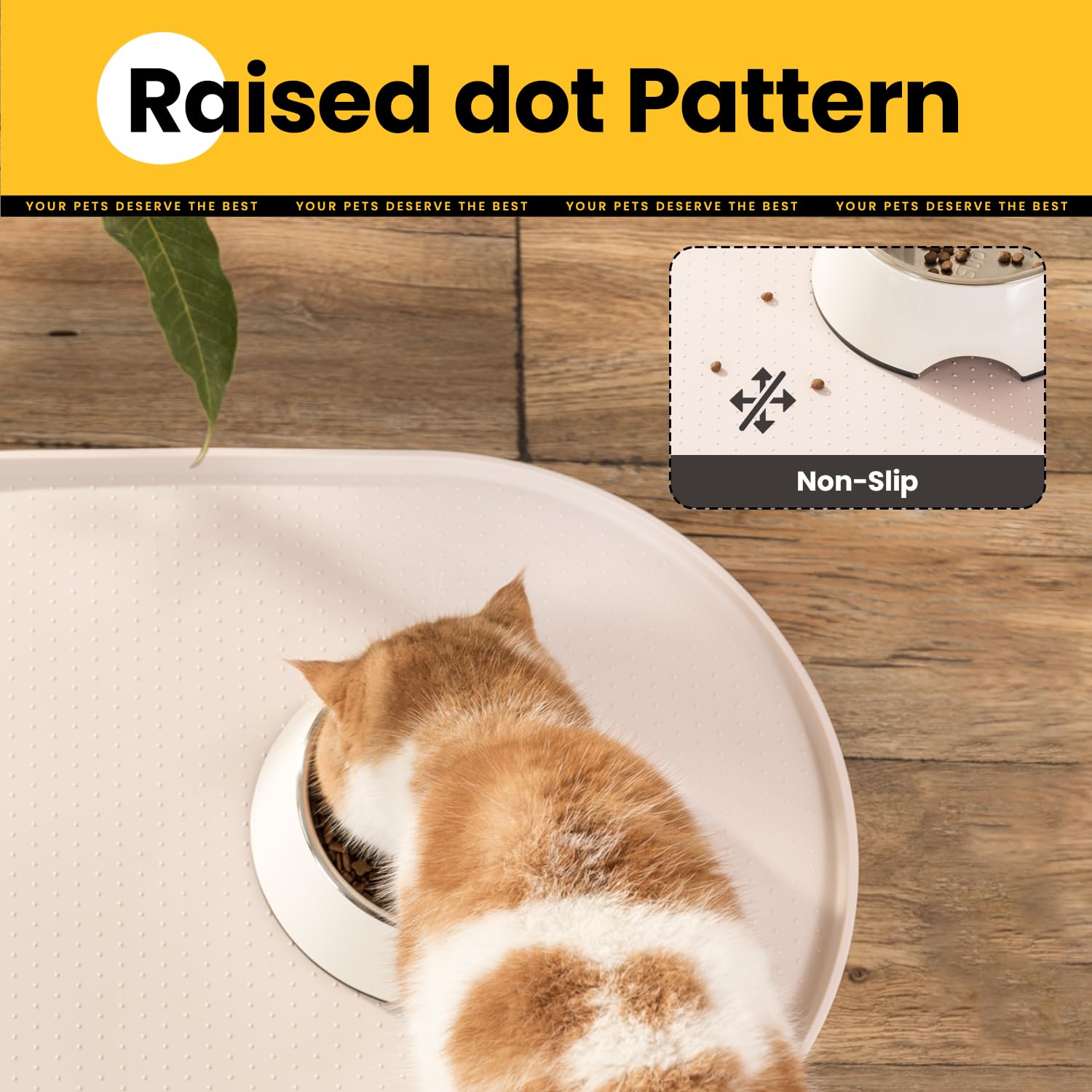 Conlun Tappetino Ciotola Cane, Tappetino Ciotole Gatto con Bordi Rialzati di 1,2 cm per Contenimento Degli Schizzi, Tappetino Silicone per Animali Senza BPA, Sottociotola per Cani(Taupe,81x51 cm)