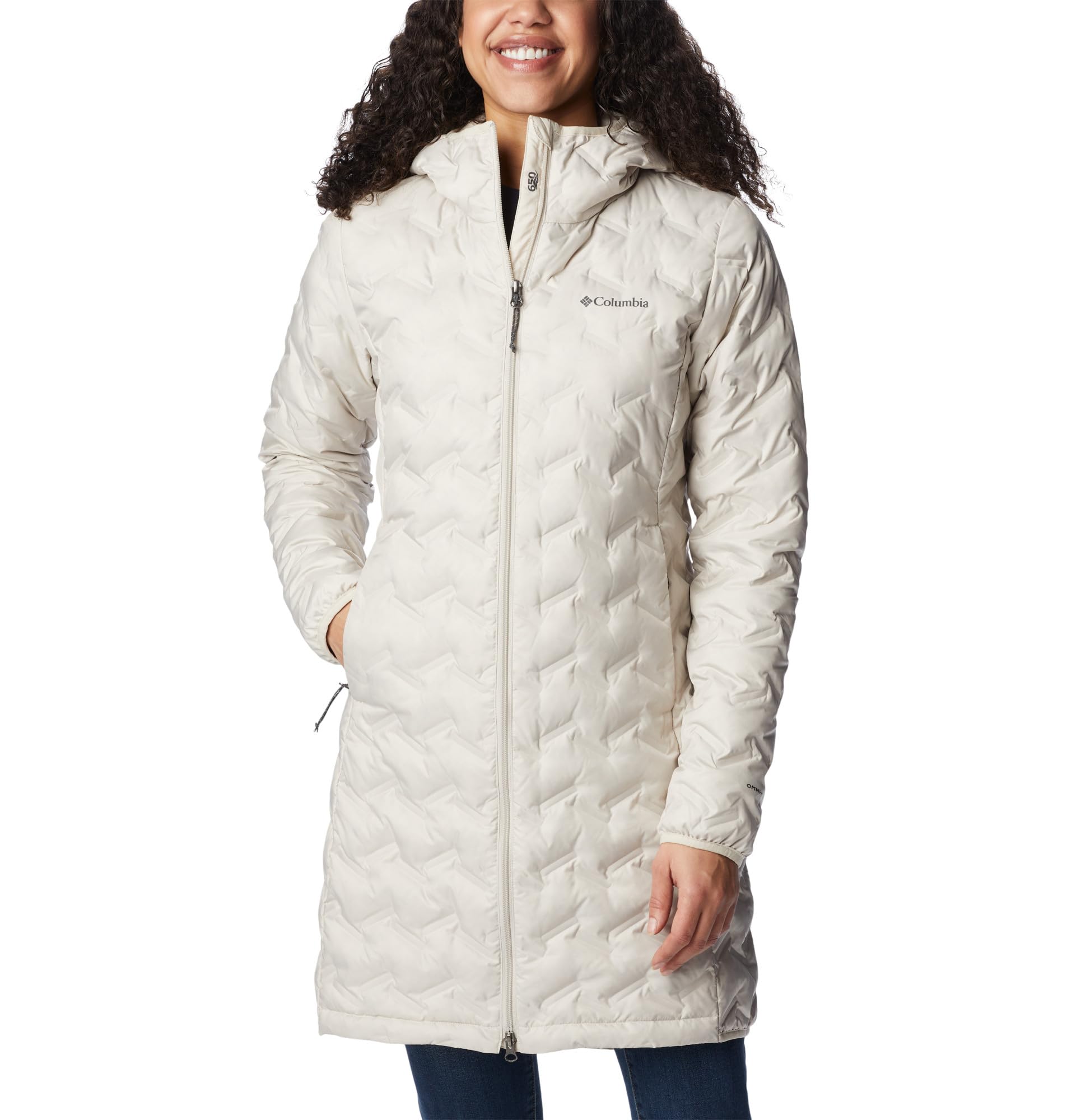 Columbia Women's Delta Ridge Long Down Jacket, Puffer Down Jacket, Dark Stone, Size XS