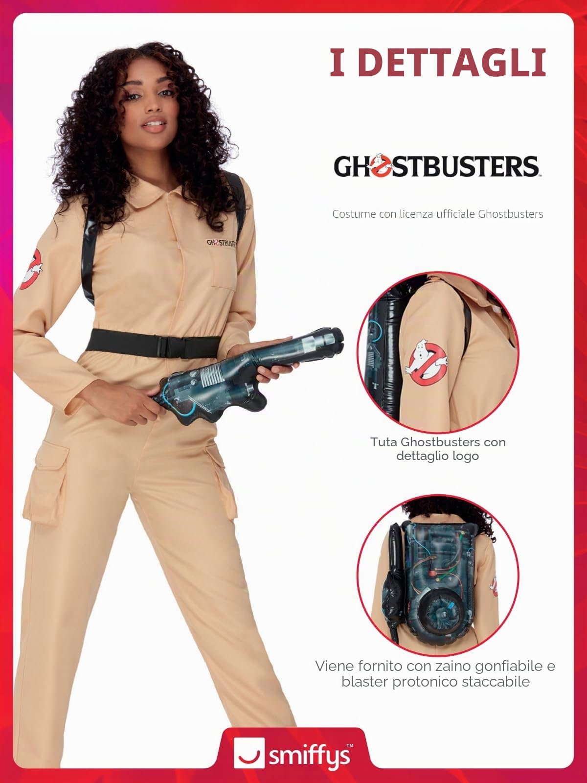 SMIFFYS Smiffys Officially Licensed Ghostbusters Ladies Costume Smiffy's, costume da donna con licenza ufficiale Ghostbusters Donna