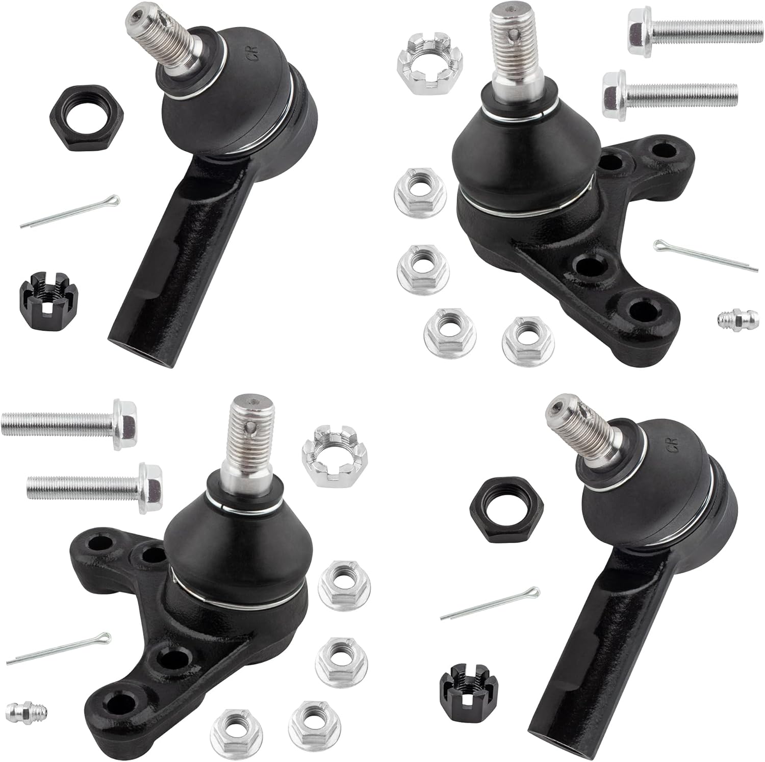 2x Front Upper Ball Joints + 2x Front Outer Tie Rod Ends Kit Fit For Fit for Toyota Tacoma 1995 1996 1997 1998 1999 2000 2001 2002 2003 2004 (RWD Excludes Pre-Runner) K90256 K90257 ES80309