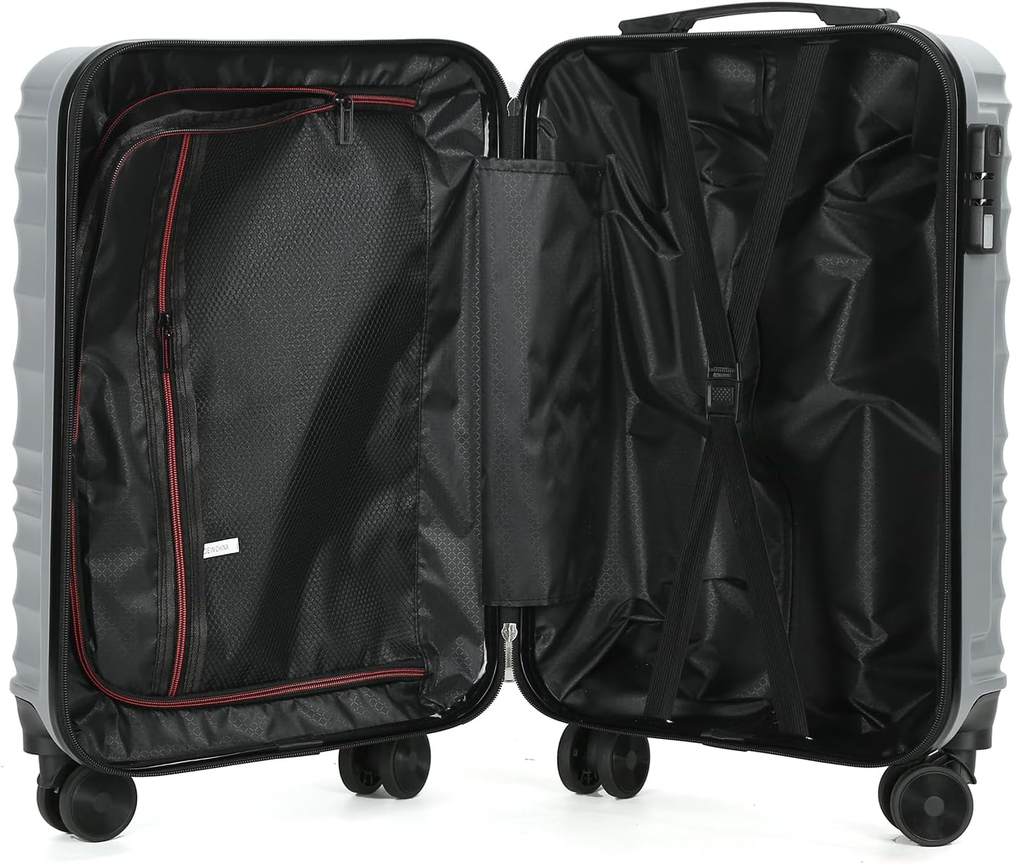21" Hardside Carry On Luggage 22x14x9 Airline Approved with Spinner Wheels, Lightweight Suitcase Set with Phone Holder and USB Port Silver