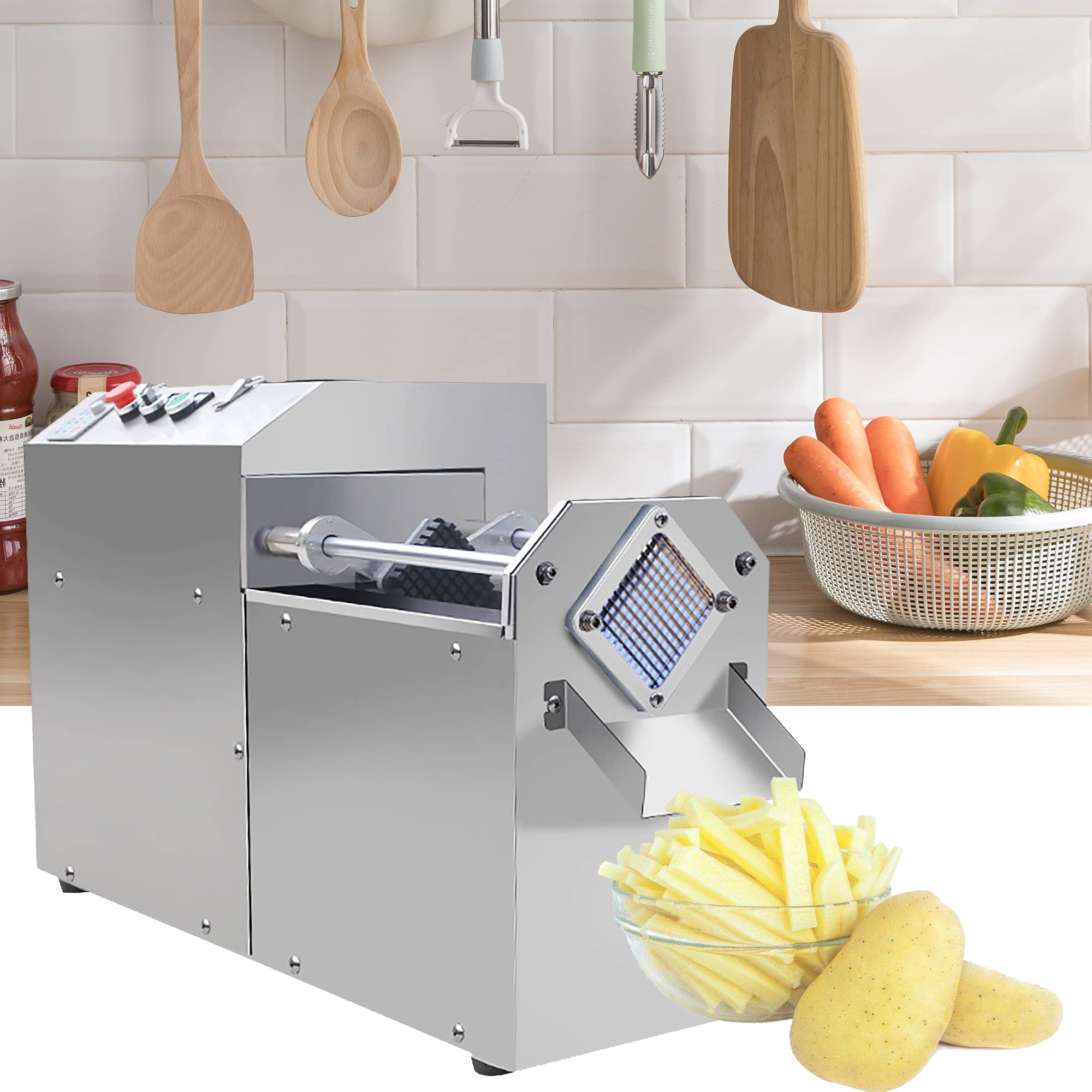 Taglierina per Patatine Fritte in Metallo Commerciale da 400 W, Affettatrice per Patate Dolci da 350 kg/H, Taglierina per Frutta E Verdura, Affettatrice Personalizzata da 7/10 Mm