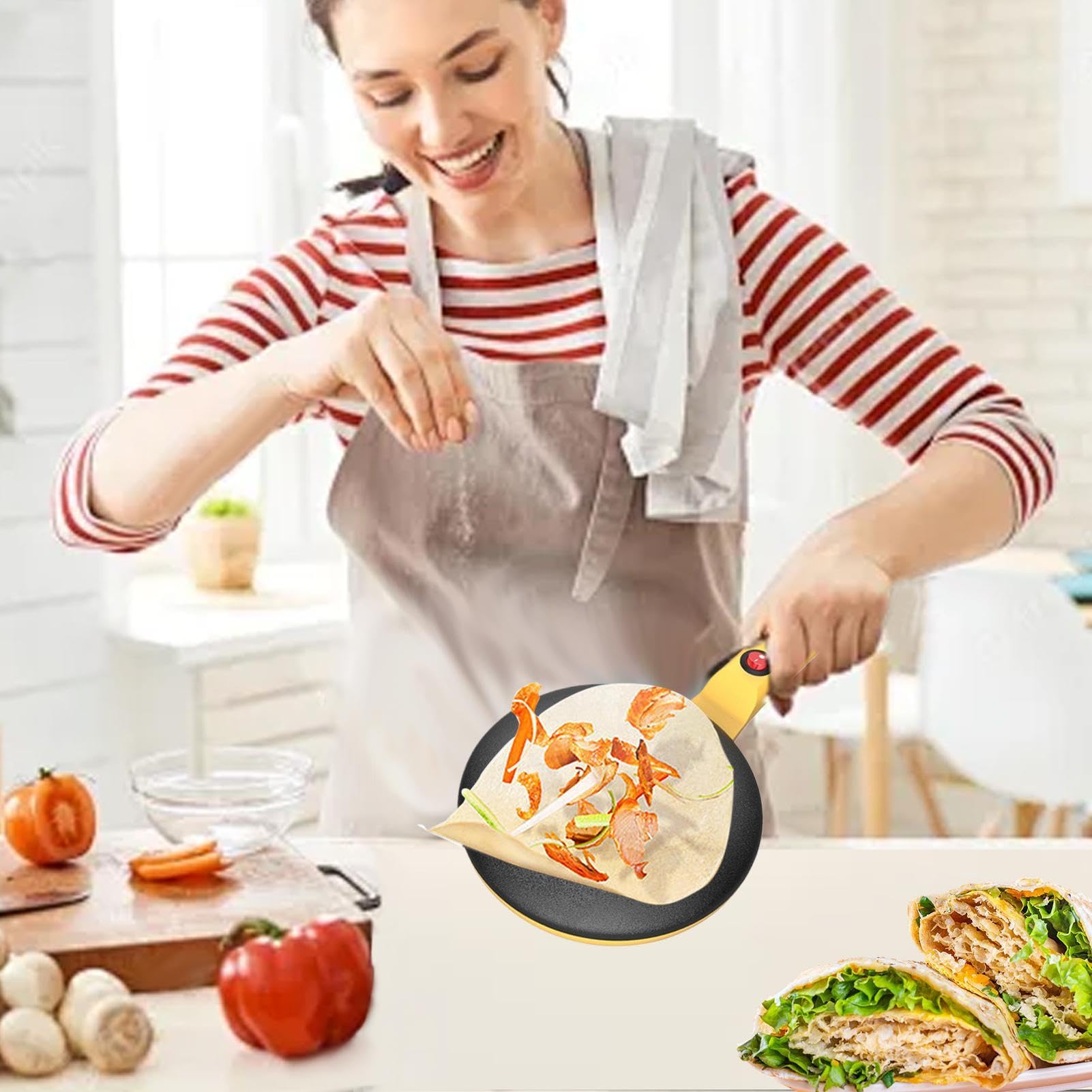 Crepera, Sartén para crepes Control automático de temperatura antiadherente