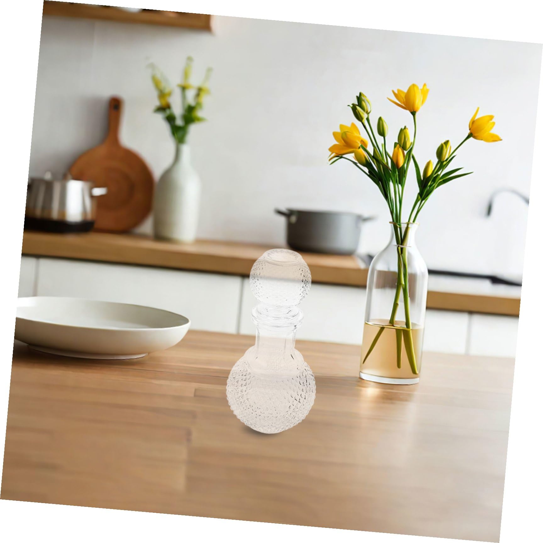 LIFKOME 2 pezzi Decanter in Vetro Trasparente per Whisky e Vino Bottiglie Spesse per Bar Ristorante e Casa Design Creativo Elegante per Conservare e Aromatizzare Liquori