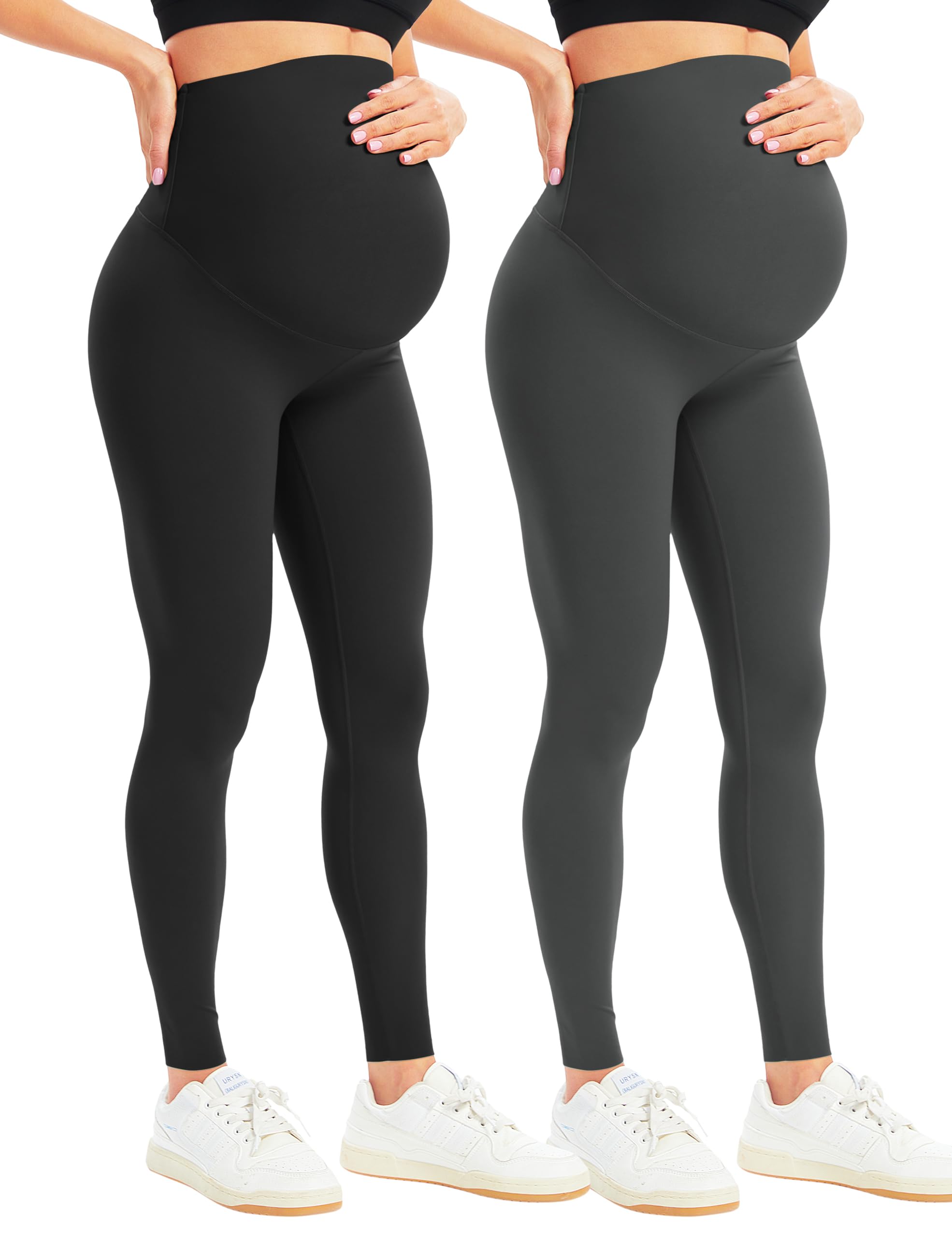 BONVIGOR Women's Maternity Leggings Over The Belly Bump Workout Full Length Leggings Running Active Yoga Pants