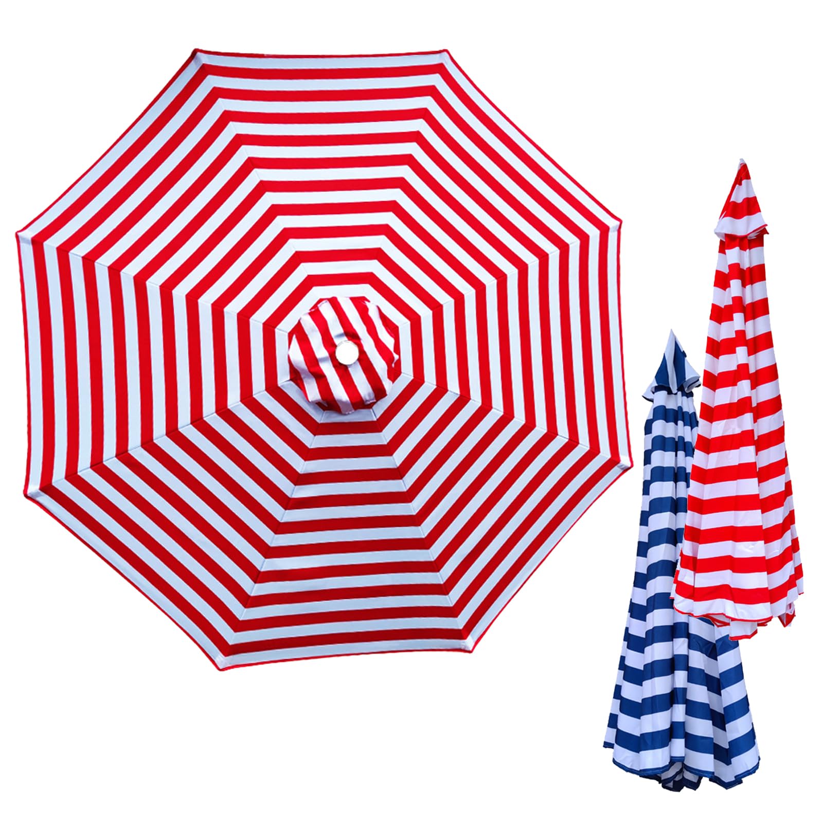 Toile de parasol de remplacement pour jardin et plage, auvent rouge anti-UV 270cm 8 ribs