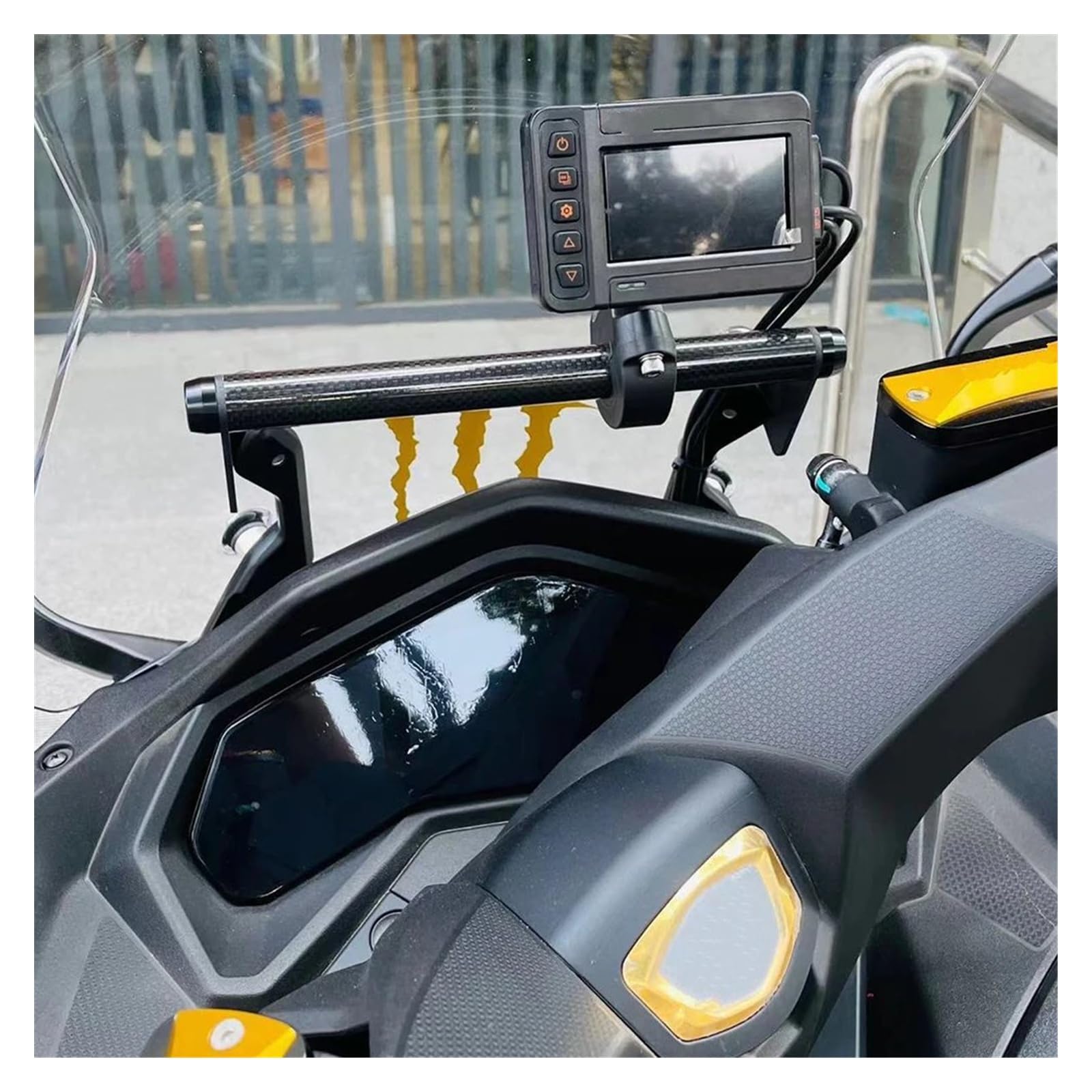 GPS Navegación Soporte para KYMCO para DTX125 para Kymco para 125DTX para DTX 125 Soporte Navegación Motocicleta Soporte para Teléfono Móvil UBS Soporte Fibra Carbono Motocicleta GPS Soporte