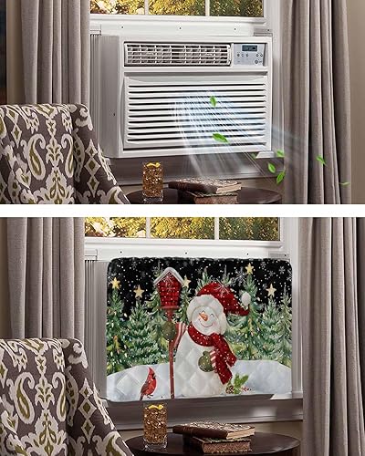 Miniatura 6 de Fundas navideñas para aire acondicionado para interiores, muñeco de nieve de Navidad, árbol de Navidad, copo de nieve, pájaro, negro, aislamiento
